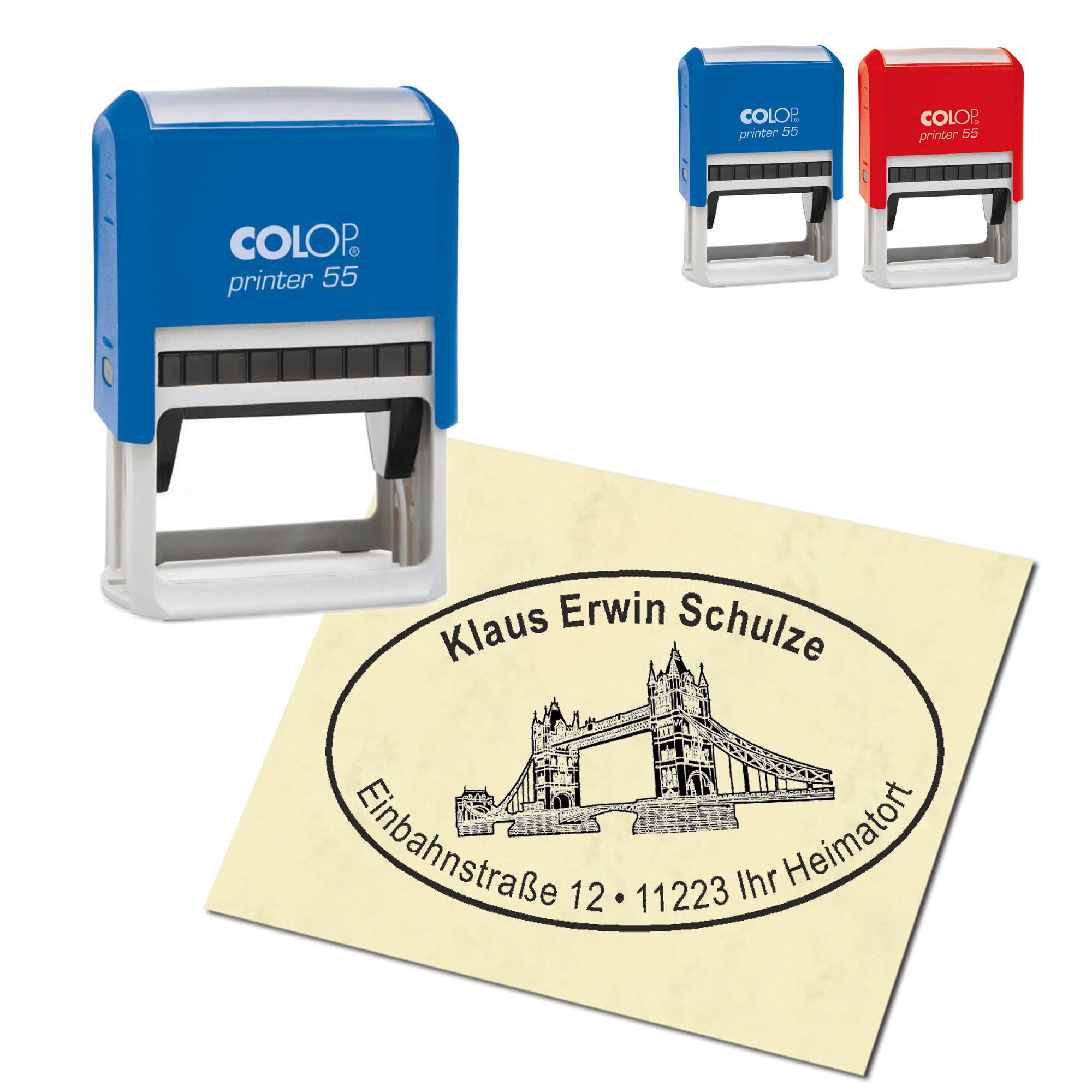 Adressstempel personalisiert Stempel - Tower Bridge - oval 59 x 39 mm