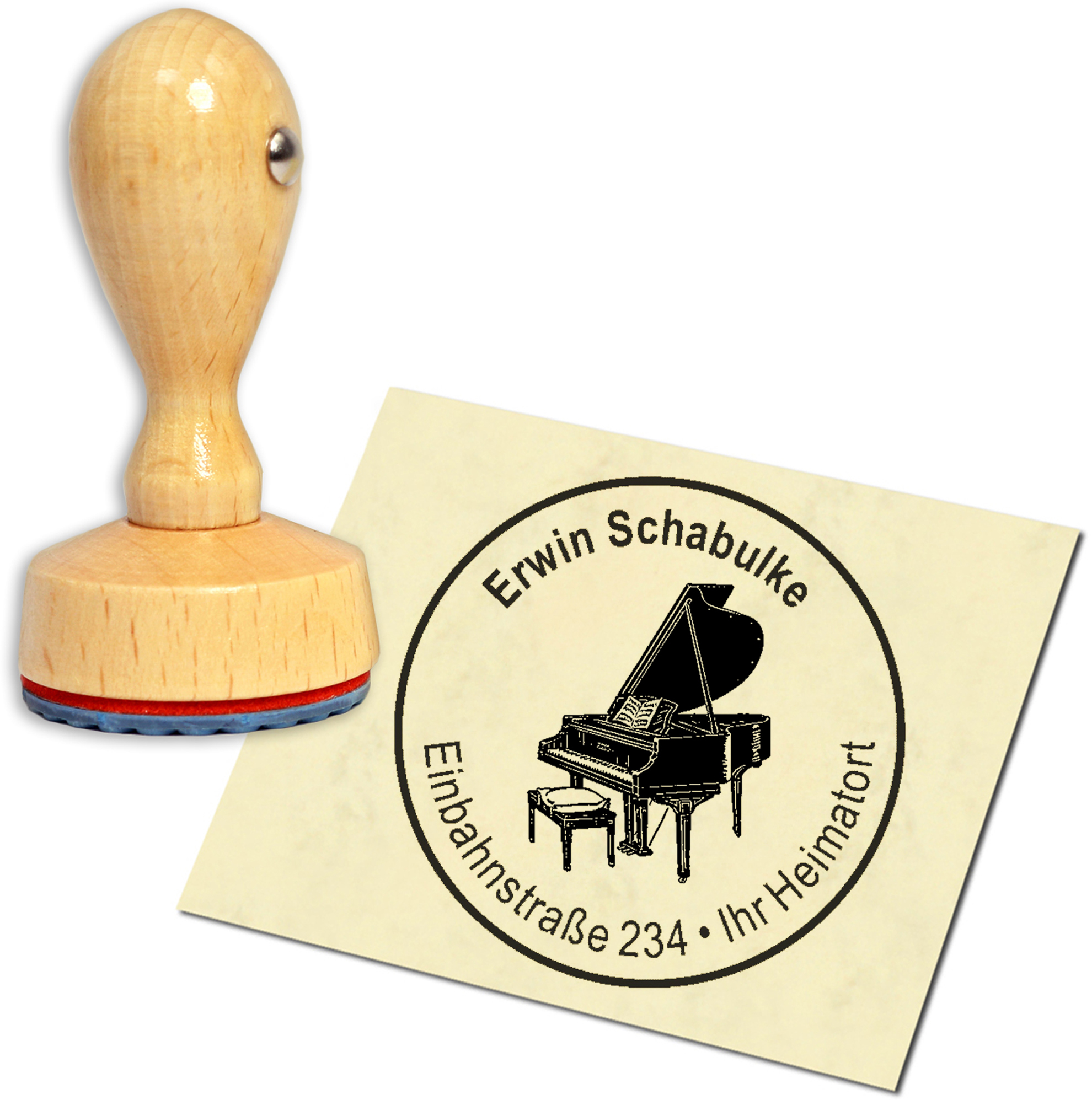 Stempel Adressstempel Holzstempel - Flügel - rund 40mm