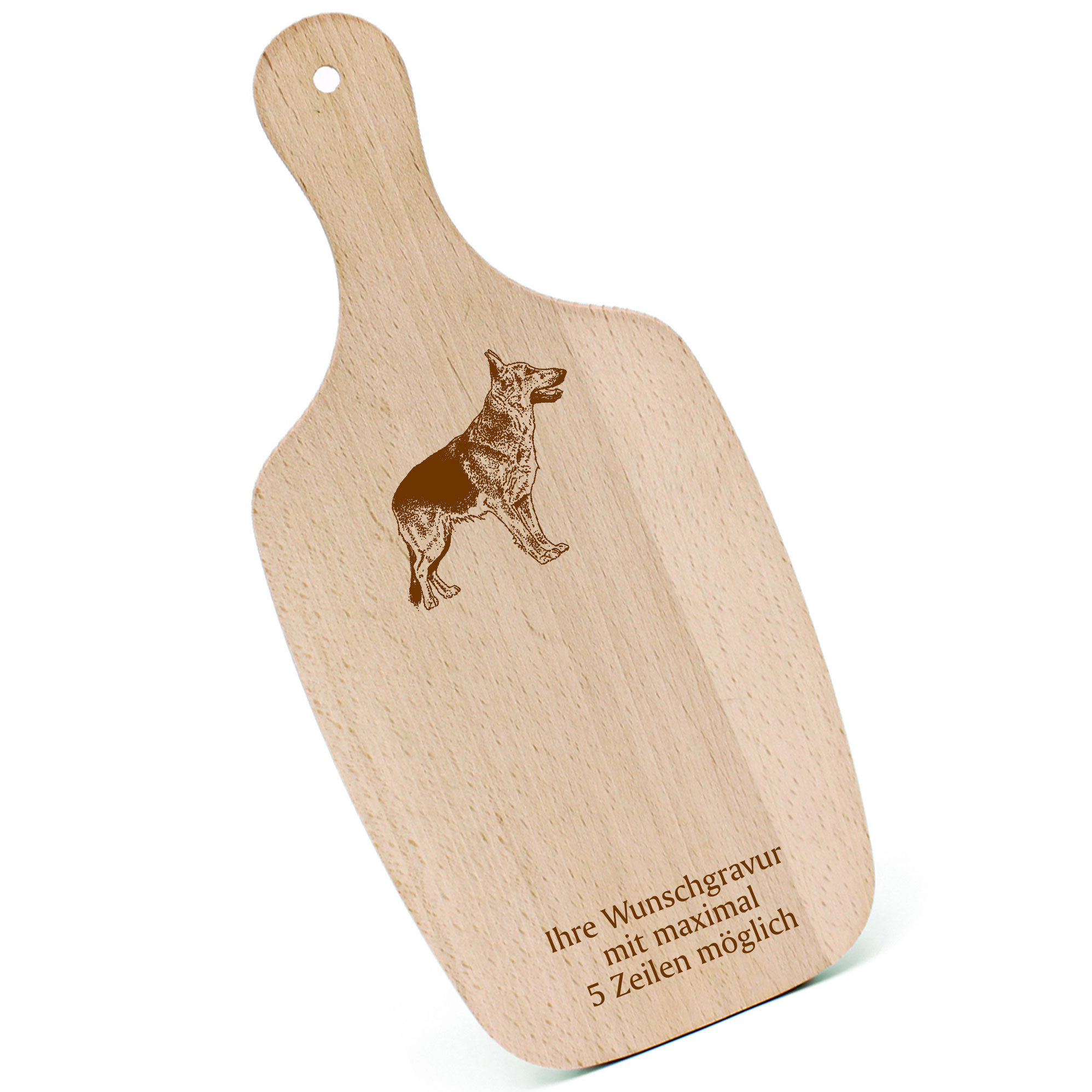 Schneidebrett Frühstücksbrettchen - Deutscher Schäferhund - mit Griff 330x150mm