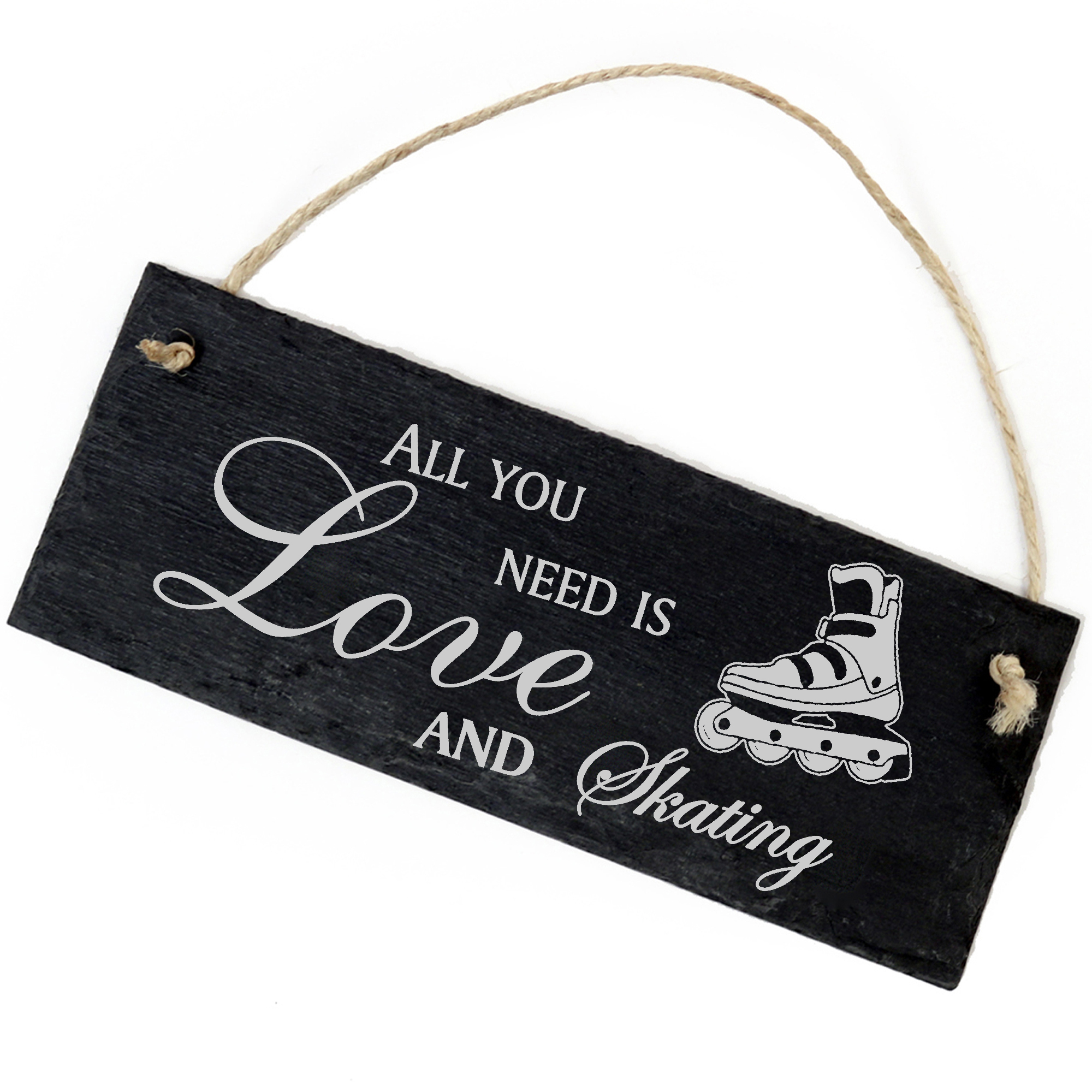 Schiefertafel Deko Inliner Schild 22 x 8 cm - All you need is Love and Skating