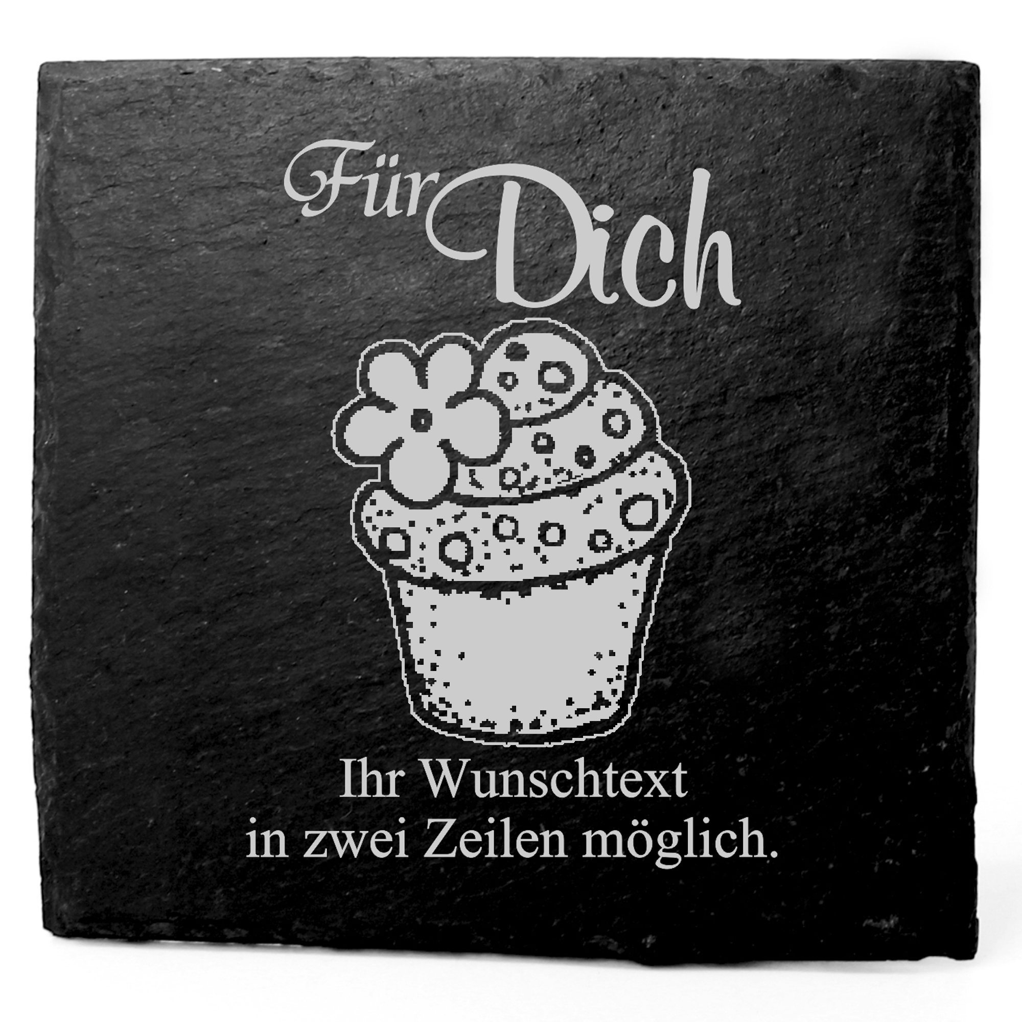 Deko Schiefer Untersetzer personalisiert Cupcake - Für Dich - 11x11cm