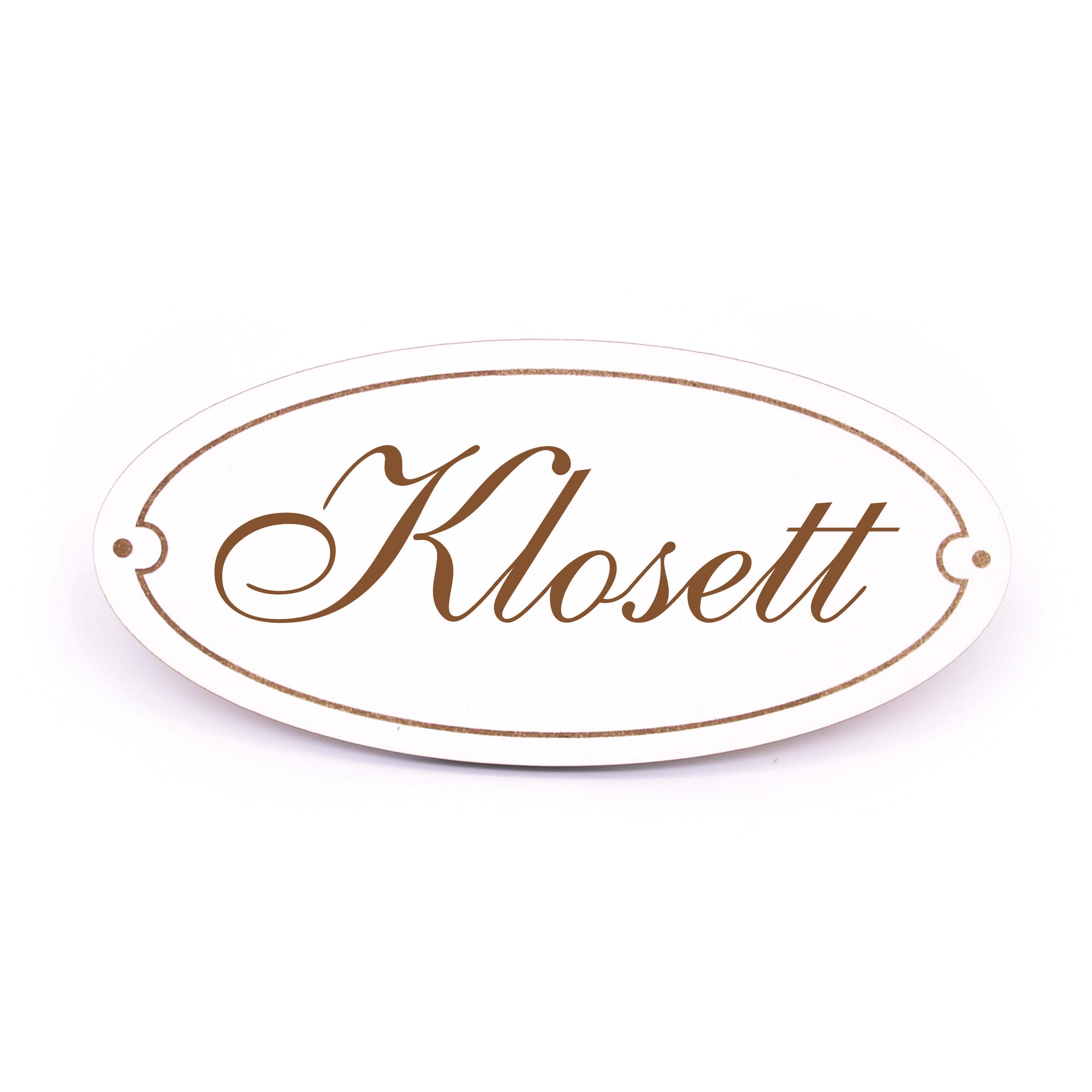 Ovales Türschild Klosett - selbstklebend - 15 x 7 cm
