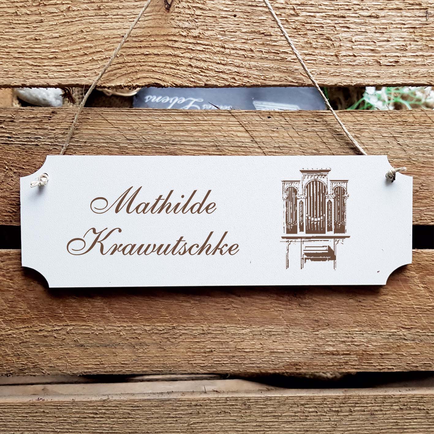 Schild « Kirchenorgel » Namensschild Türschild zum Anhängen - 20 x 6,7 cm