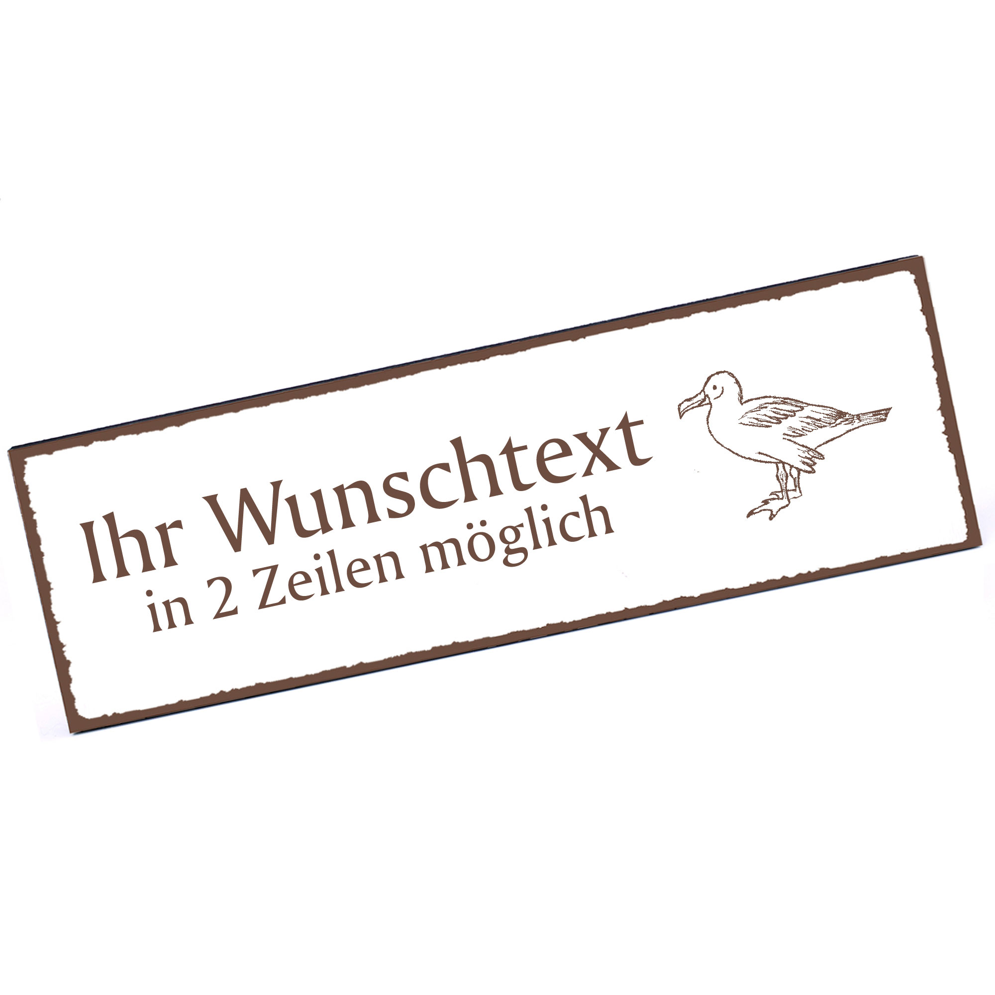 Türschild gezeichneter Albertros  Namensschild personalisiert mit Gravur - 150mm x 50mm - selbstkleb