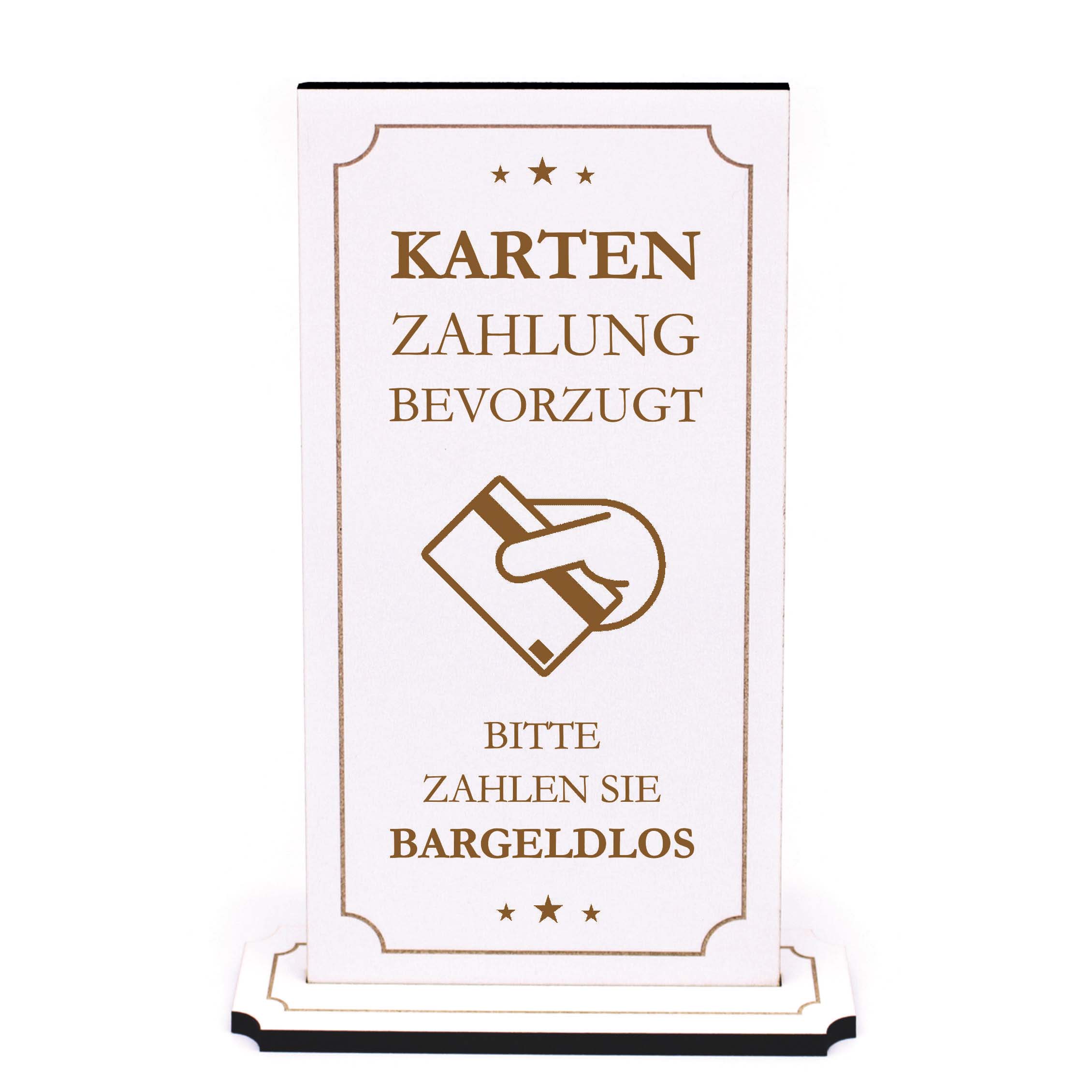 Aufsteller Kasse Bezahlen - Kartenzahlung bevorzugt - Infoaufsteller Schild Kein Bargeld 10 x 20 cm