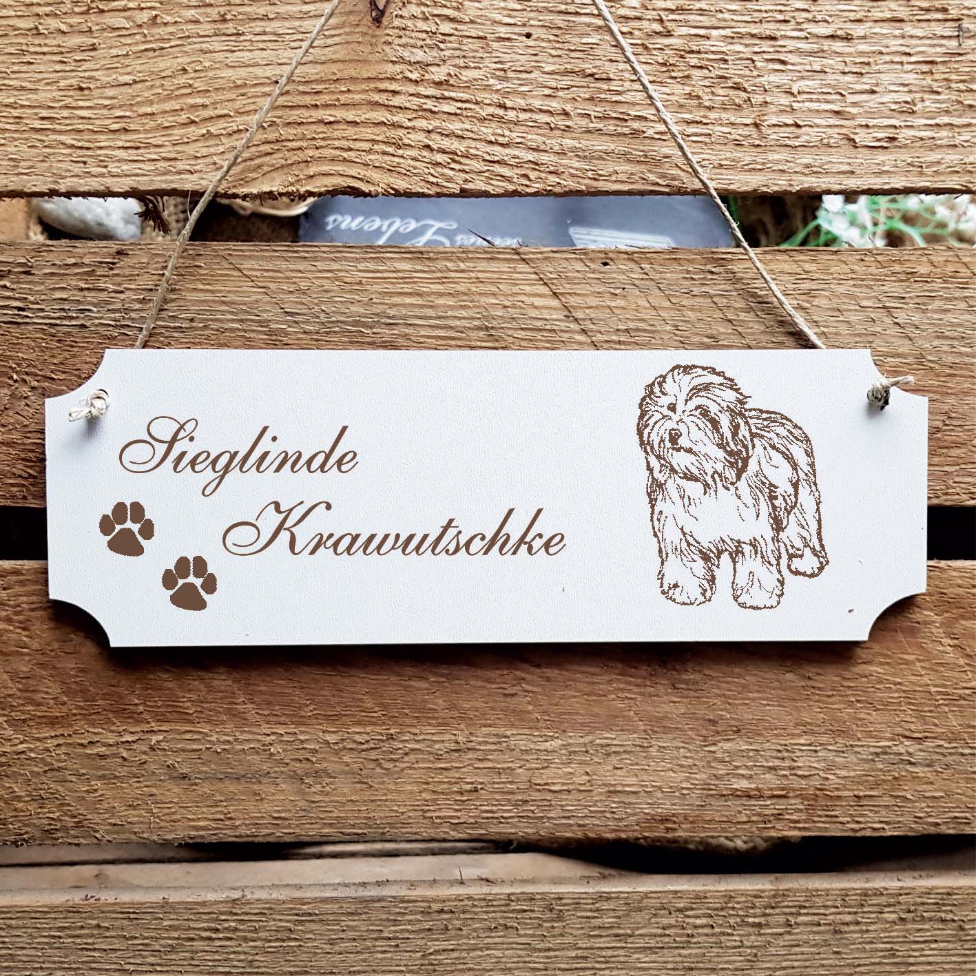 Schild « Polish Lowland Sheepdog » Namensschild Türschild zum Anhängen - 20 x 6,7 cm