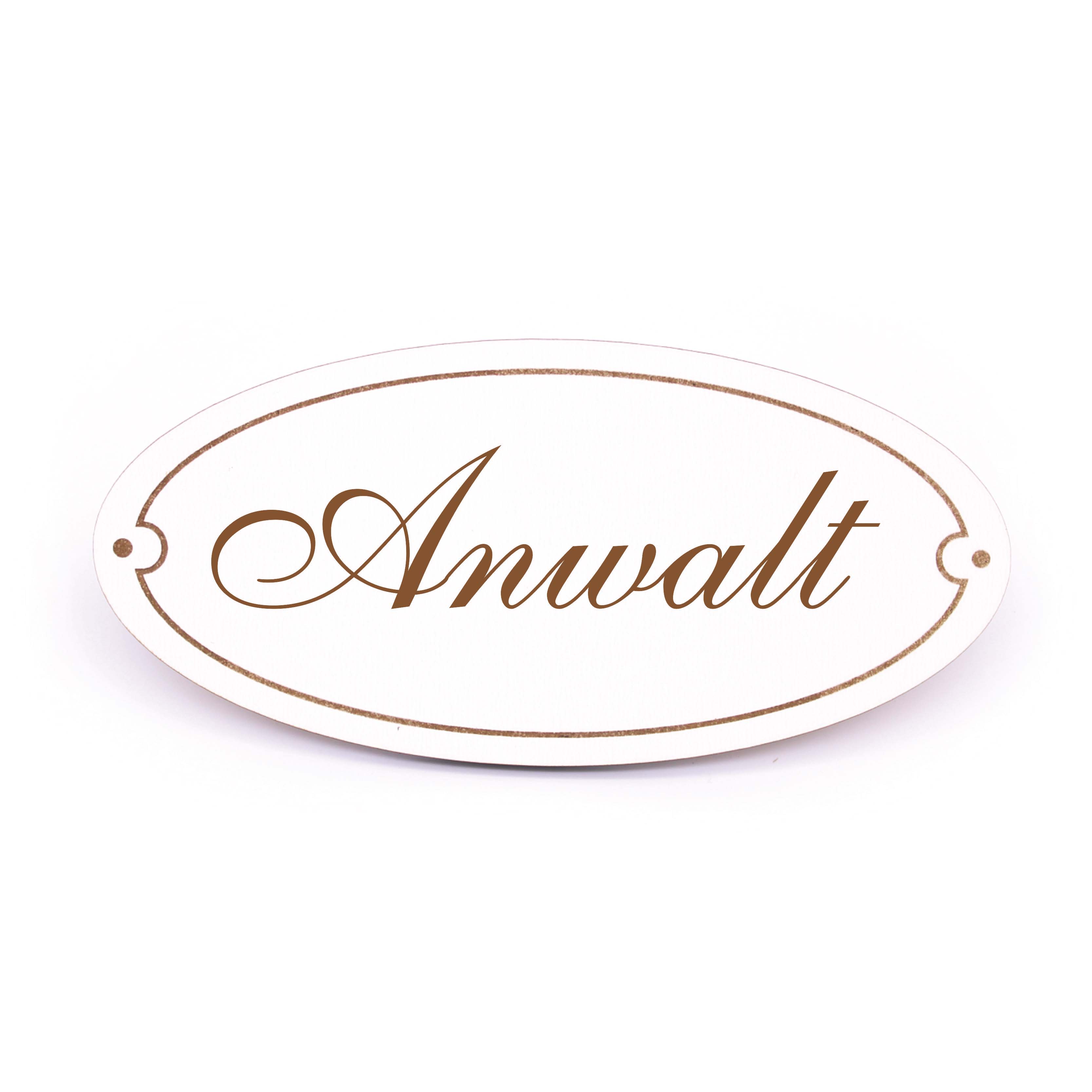 Ovales Türschild Anwalt - selbstklebend - 15 x 7 cm