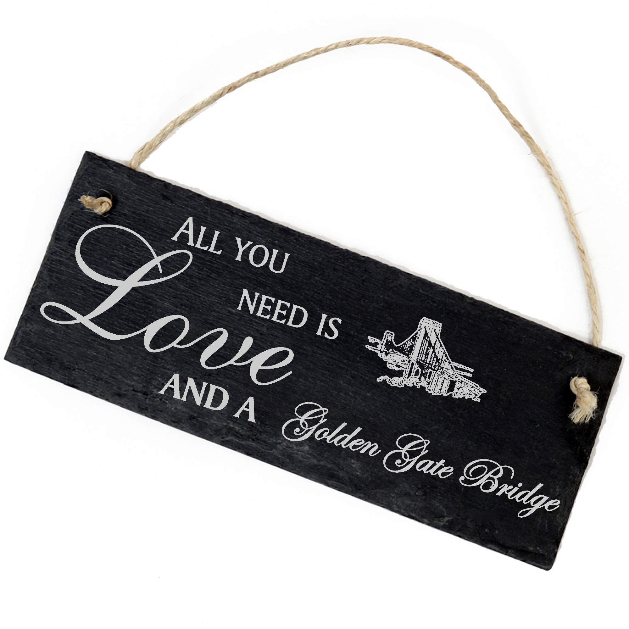 Schiefertafel Deko Golden Gate Bridge San Francisco Schild 22 x 8 cm - All you need is Love and a Go
