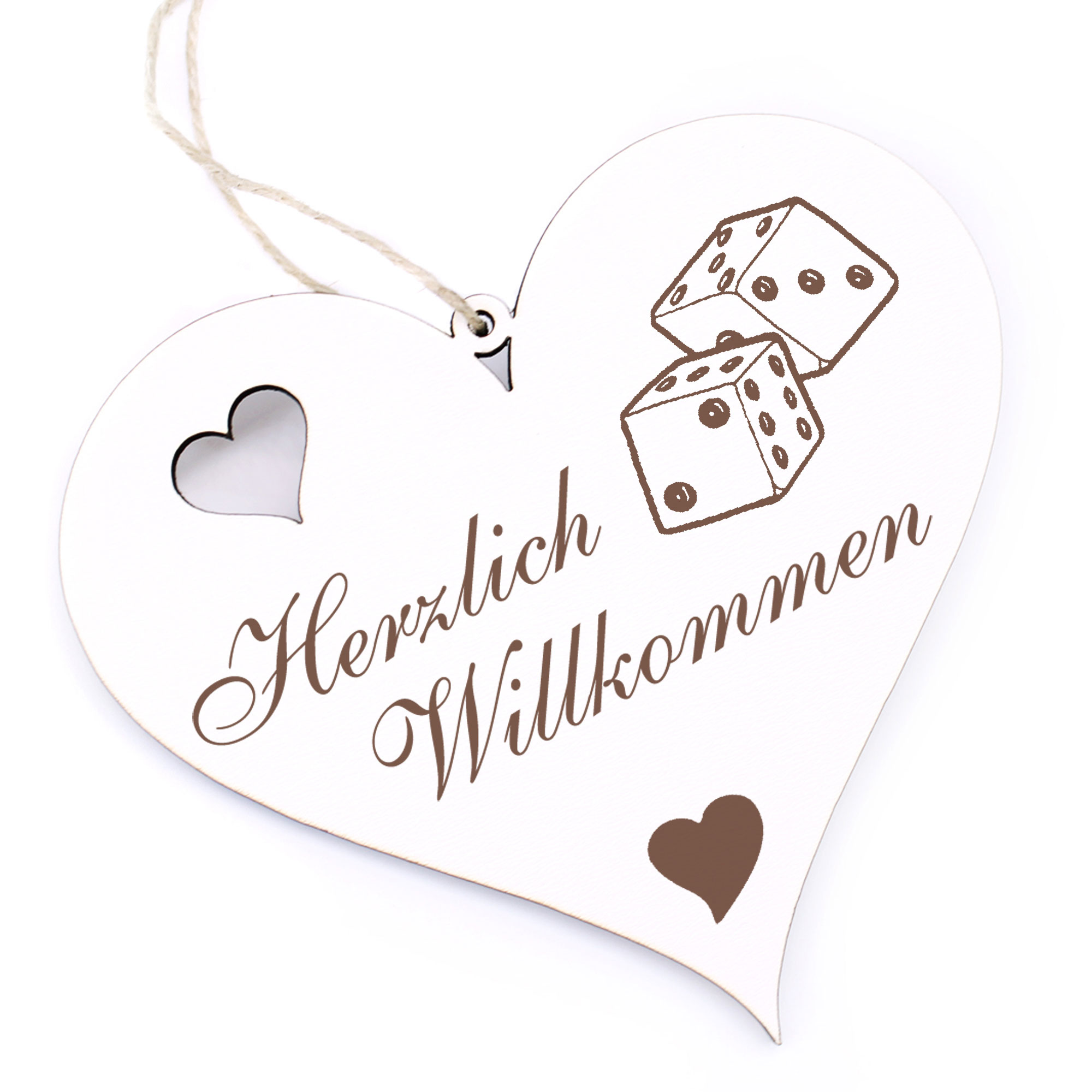 Herzlich Willkommen Schild - Würfel - Deko Herz Holz