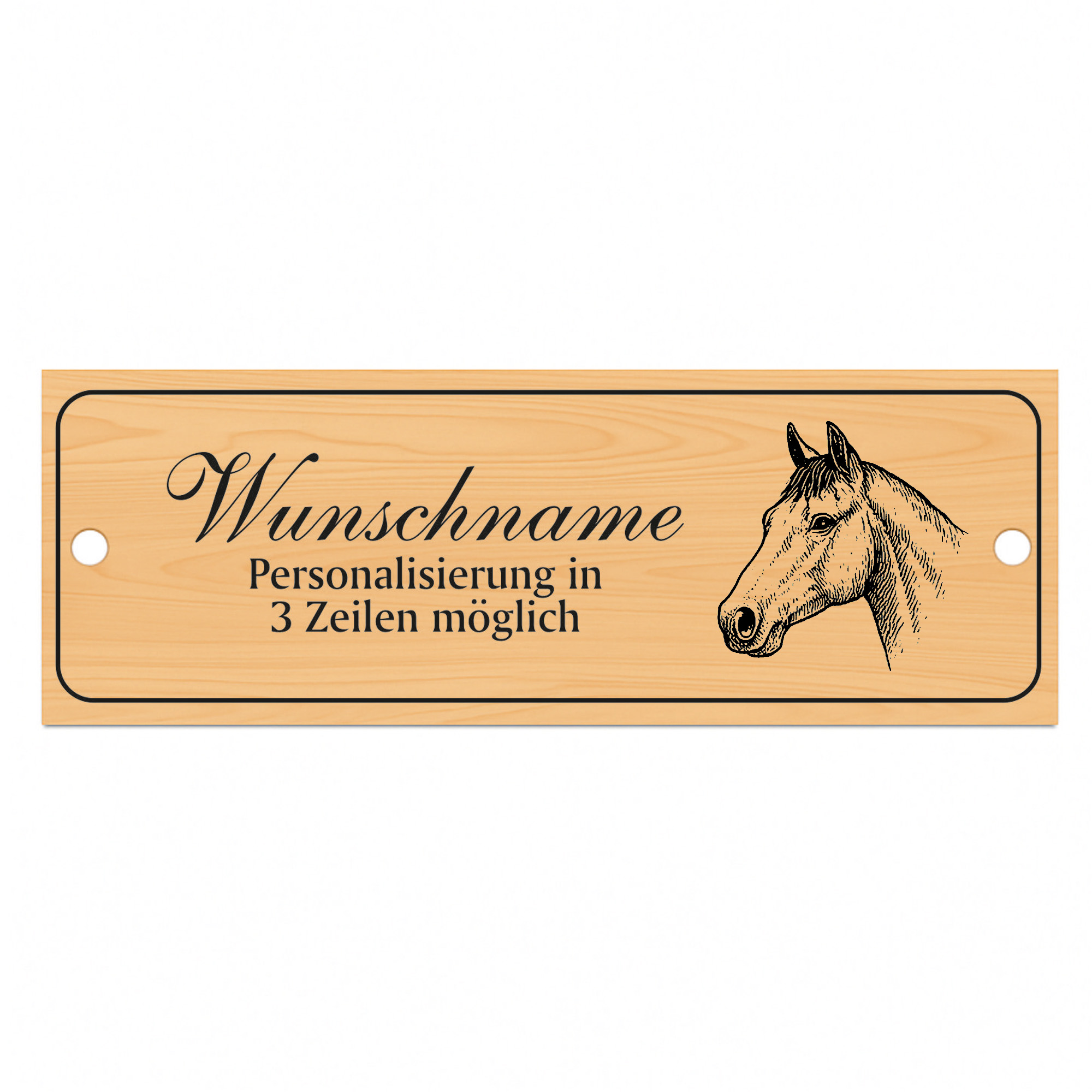 Stallschild Deutsches Reitpony personalisierbar mit Wunschtext – Stalltafel Pferdeschild Pferdebox Holzoptik - 20×7,5 cm