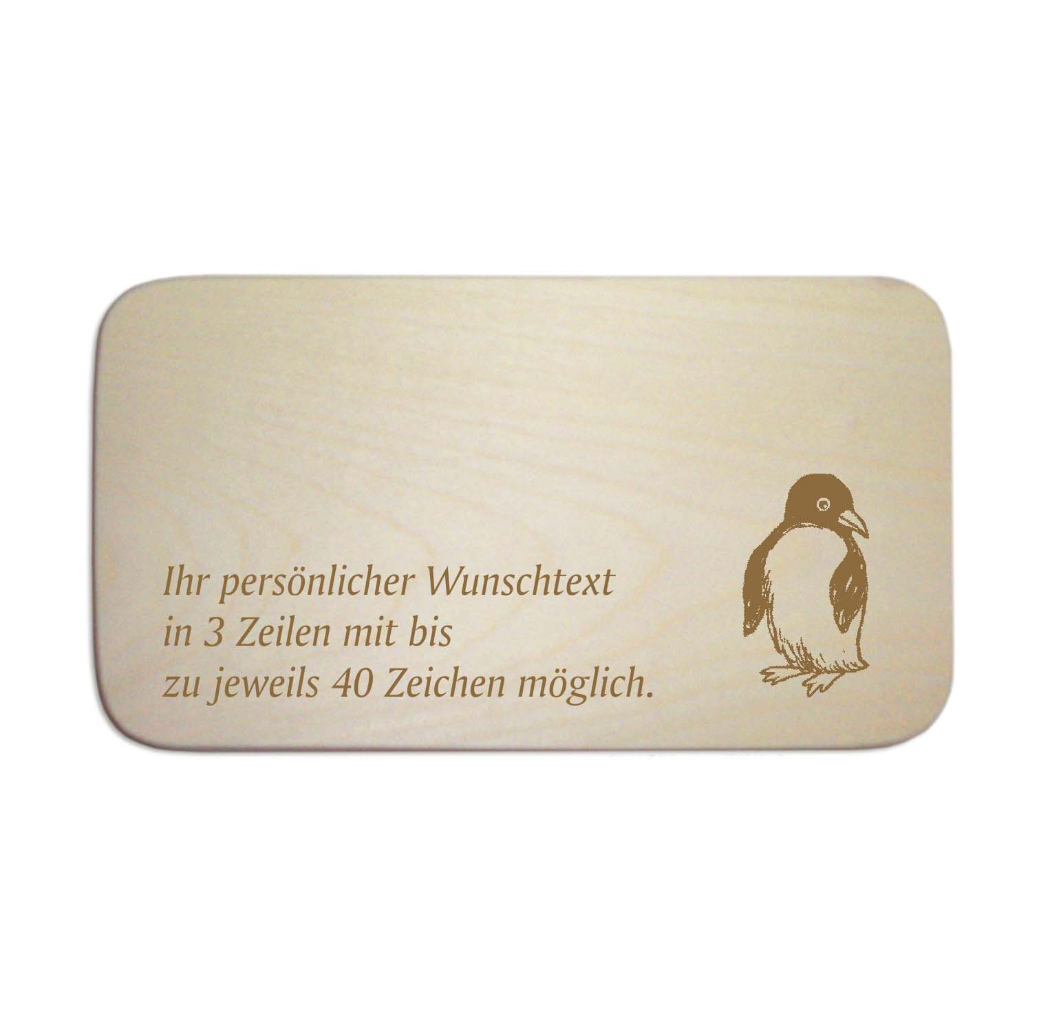 Frühstücksbrettchen « PINGUIN » für Kinder - mit Wunschgravur