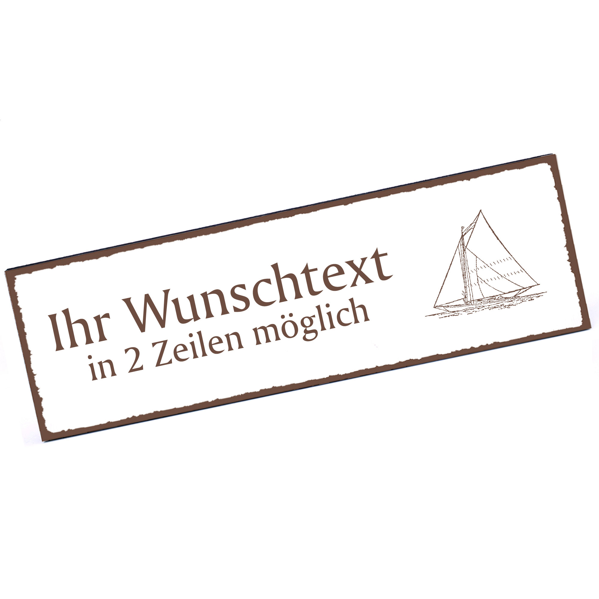 Türschild Segelschiff  Namensschild personalisiert mit Gravur - 150mm x 50mm - selbstklebend