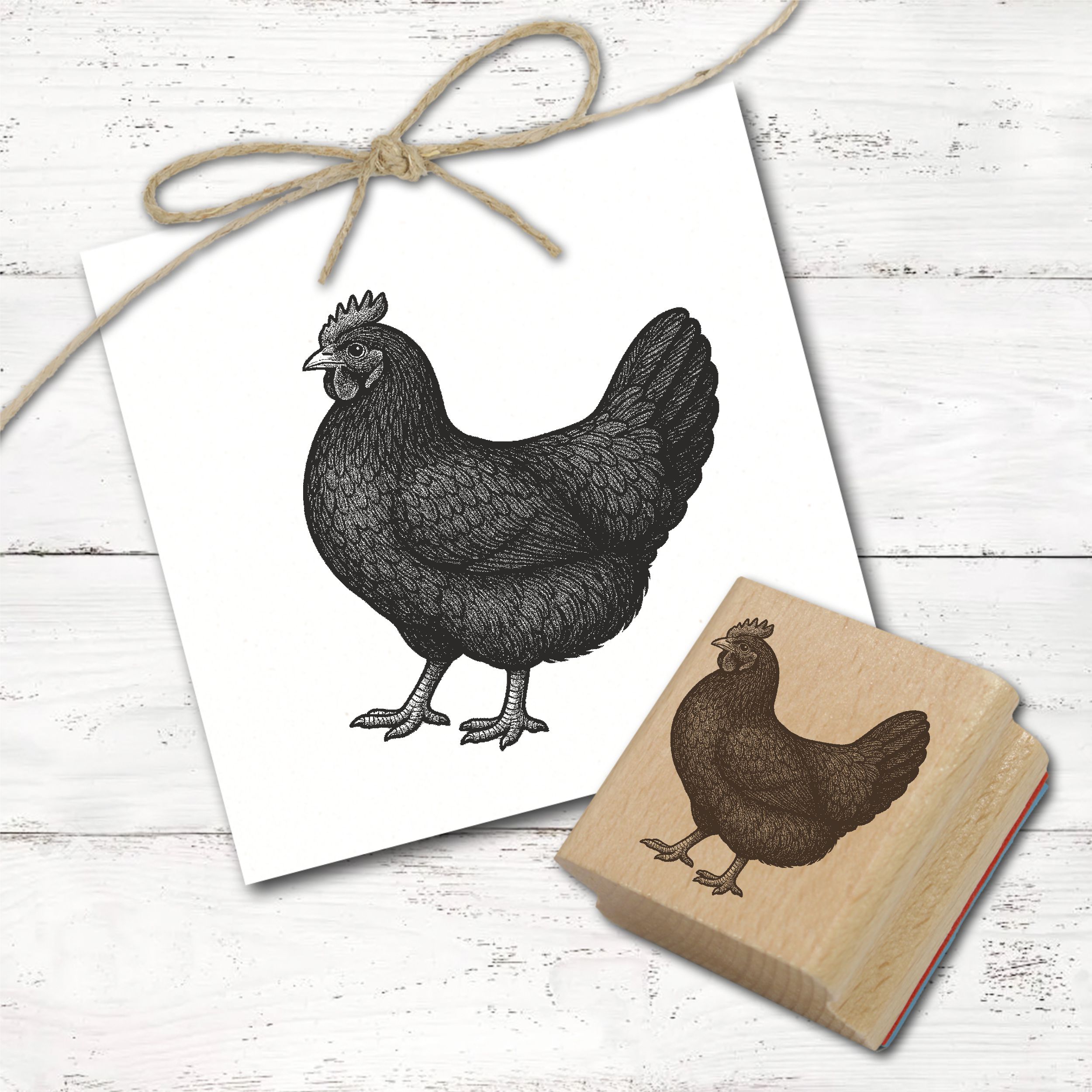 Huhn Motivstempel Rhodeländer Rhode Island Red - 3 Größen wählbar - Hühner Stempel Holzstempel