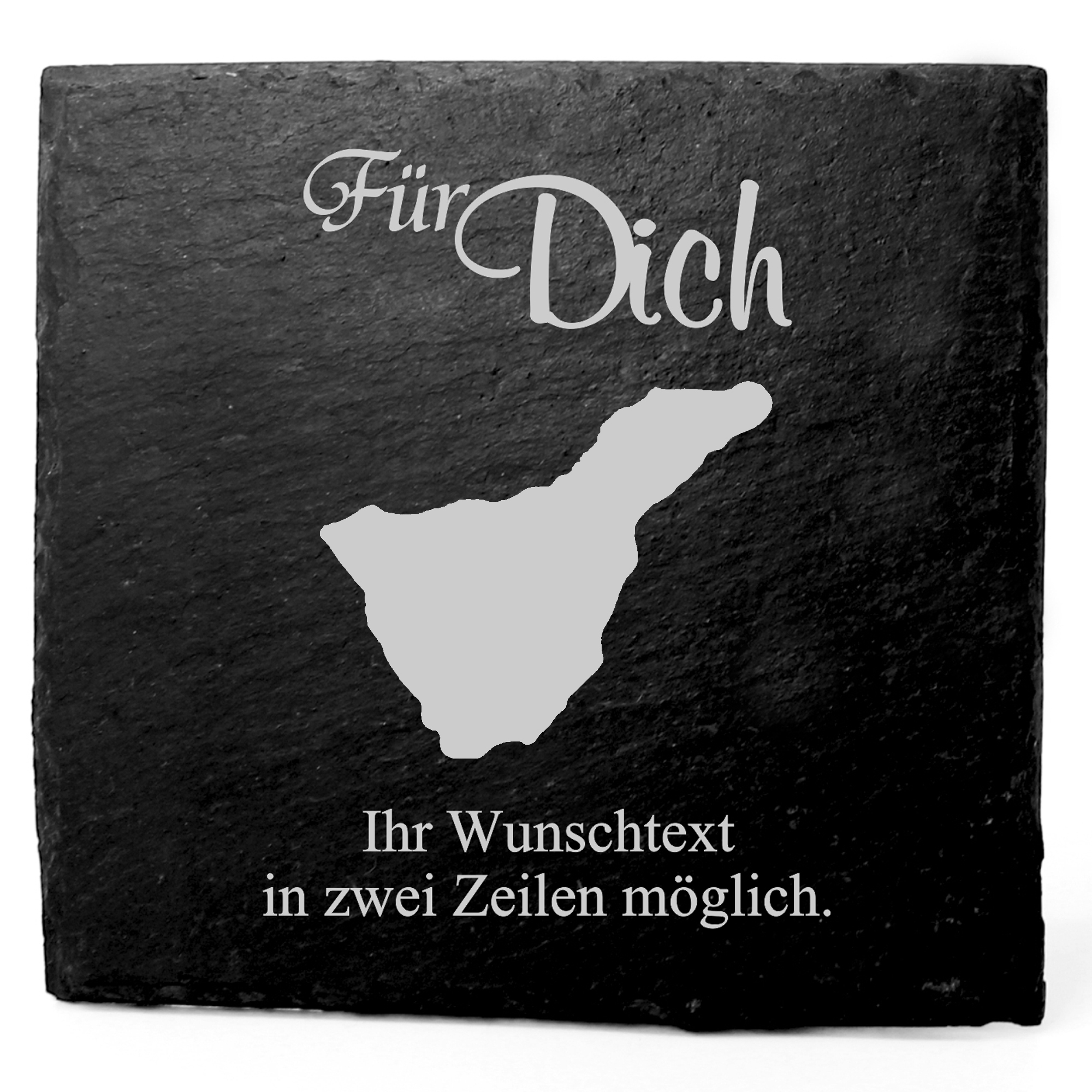 Deko Schiefer Untersetzer personalisiert Insel Teneriffa - Für Dich - 11x11cm