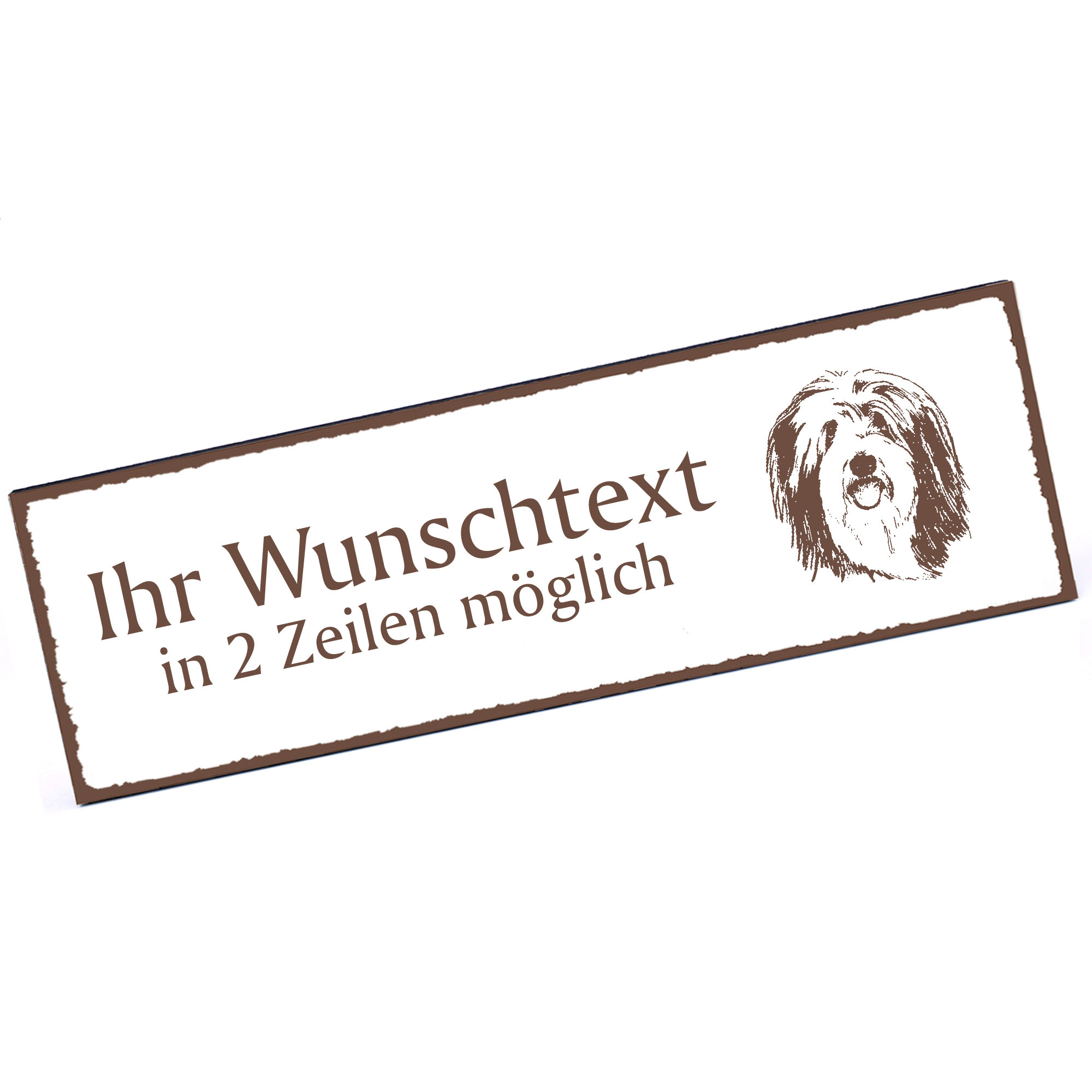 Türschild Bearded Collie  Namensschild personalisiert mit Gravur - 150mm x 50mm - selbstklebend