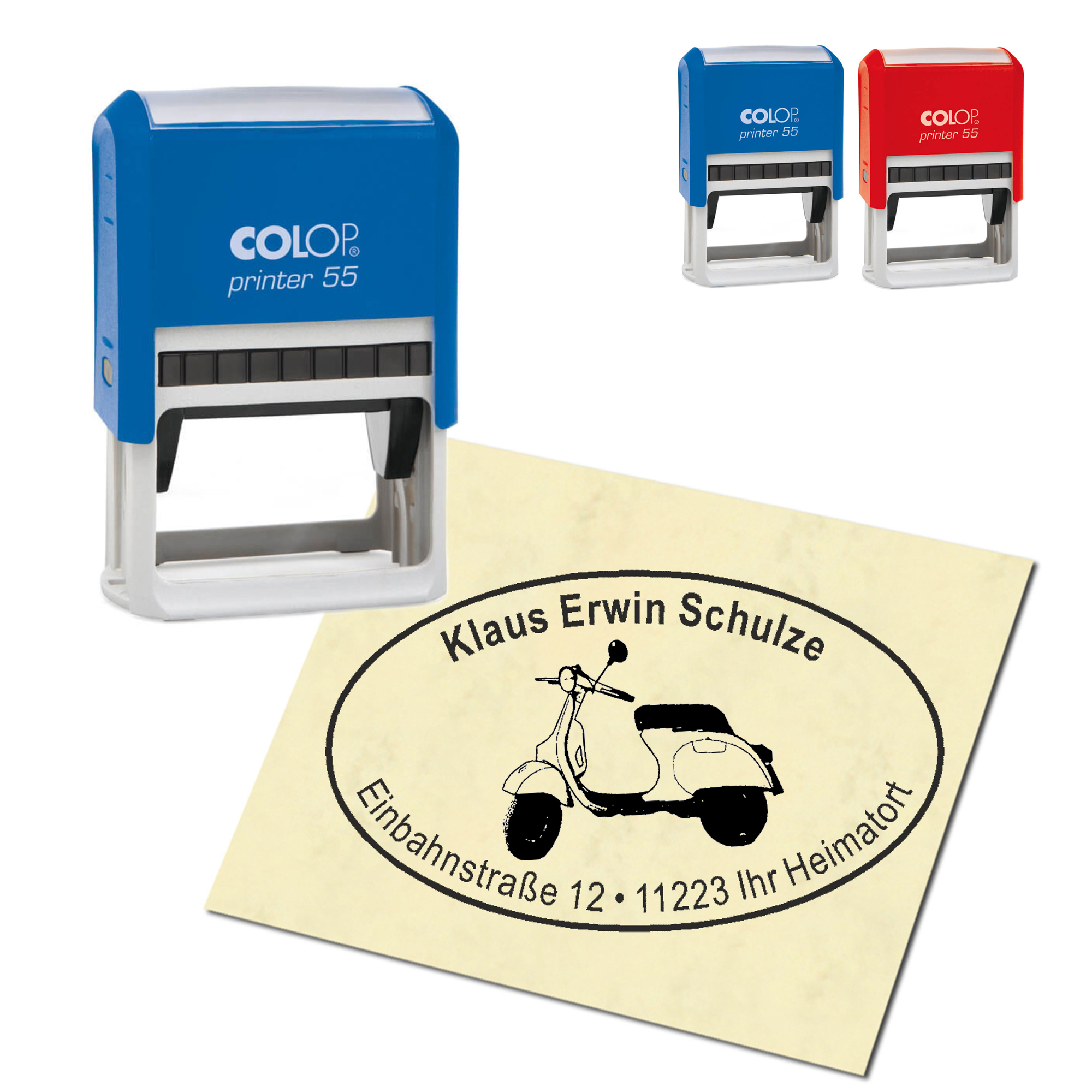 Adressstempel personalisiert Stempel - Roller - oval 59 x 39 mm