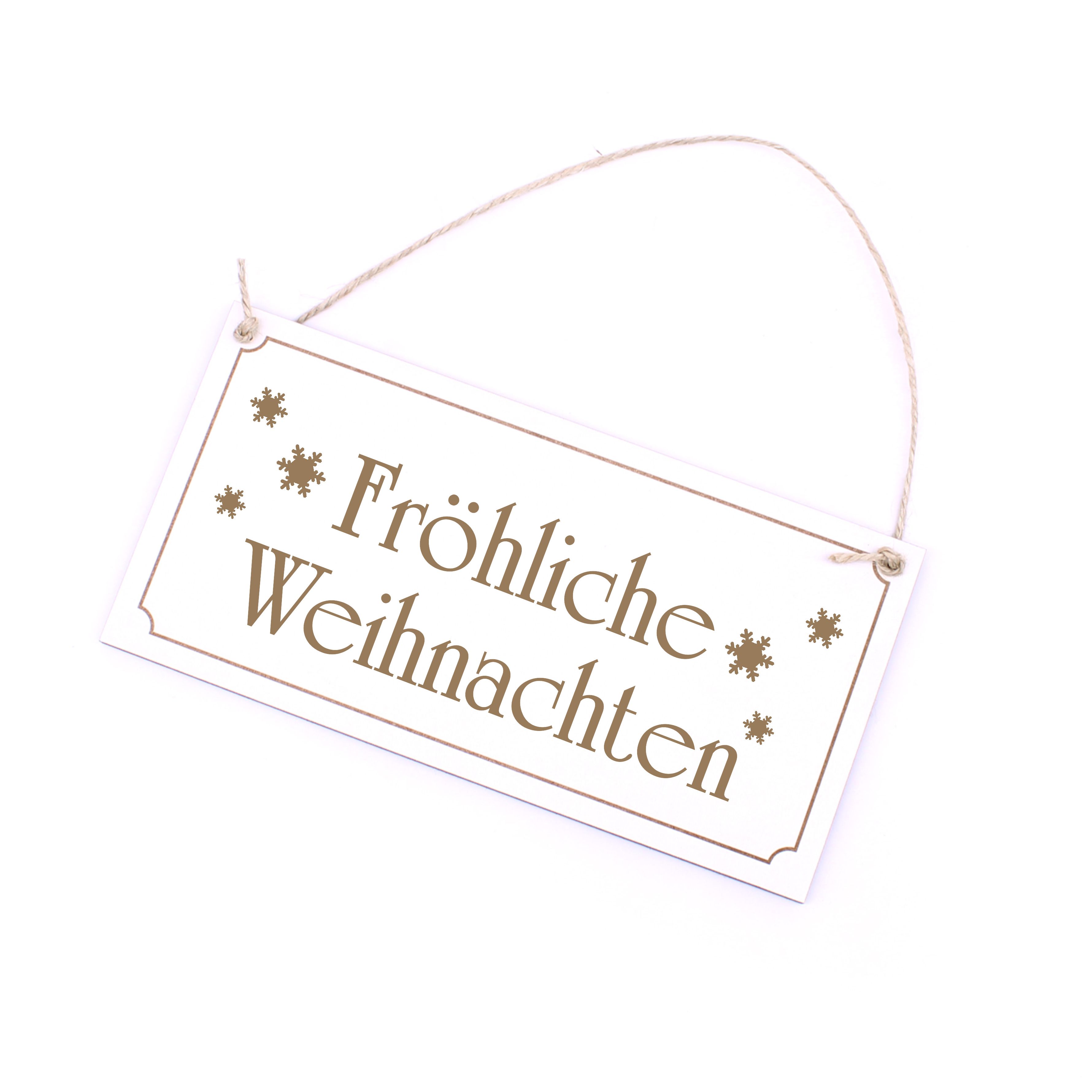 Weihnachtsdeko Schild Fröhliche Weihnachten - Holzschild weiß Türschild 20 x 10 cm