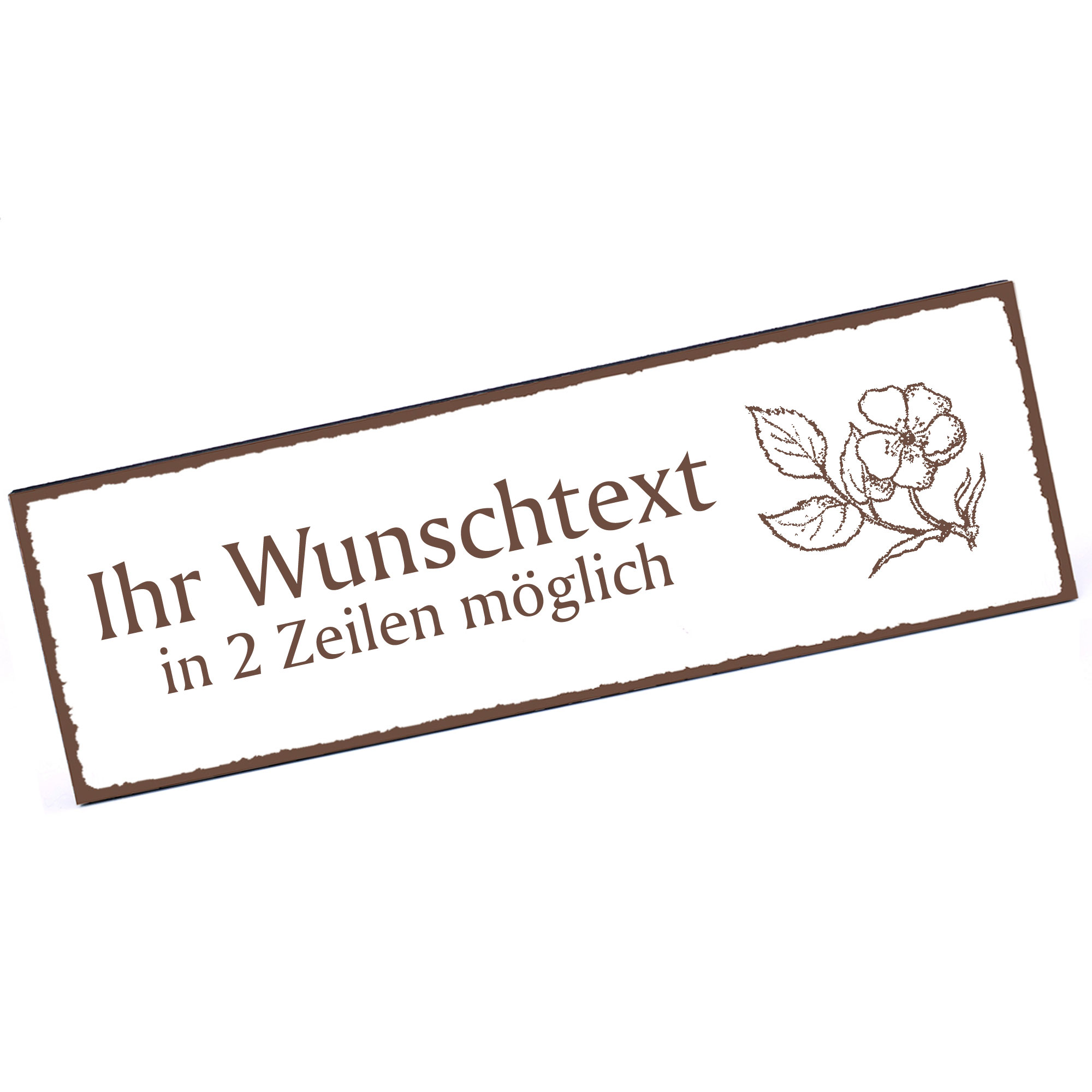 Türschild Heckenrose  Namensschild personalisiert mit Gravur - 150mm x 50mm - selbstklebend