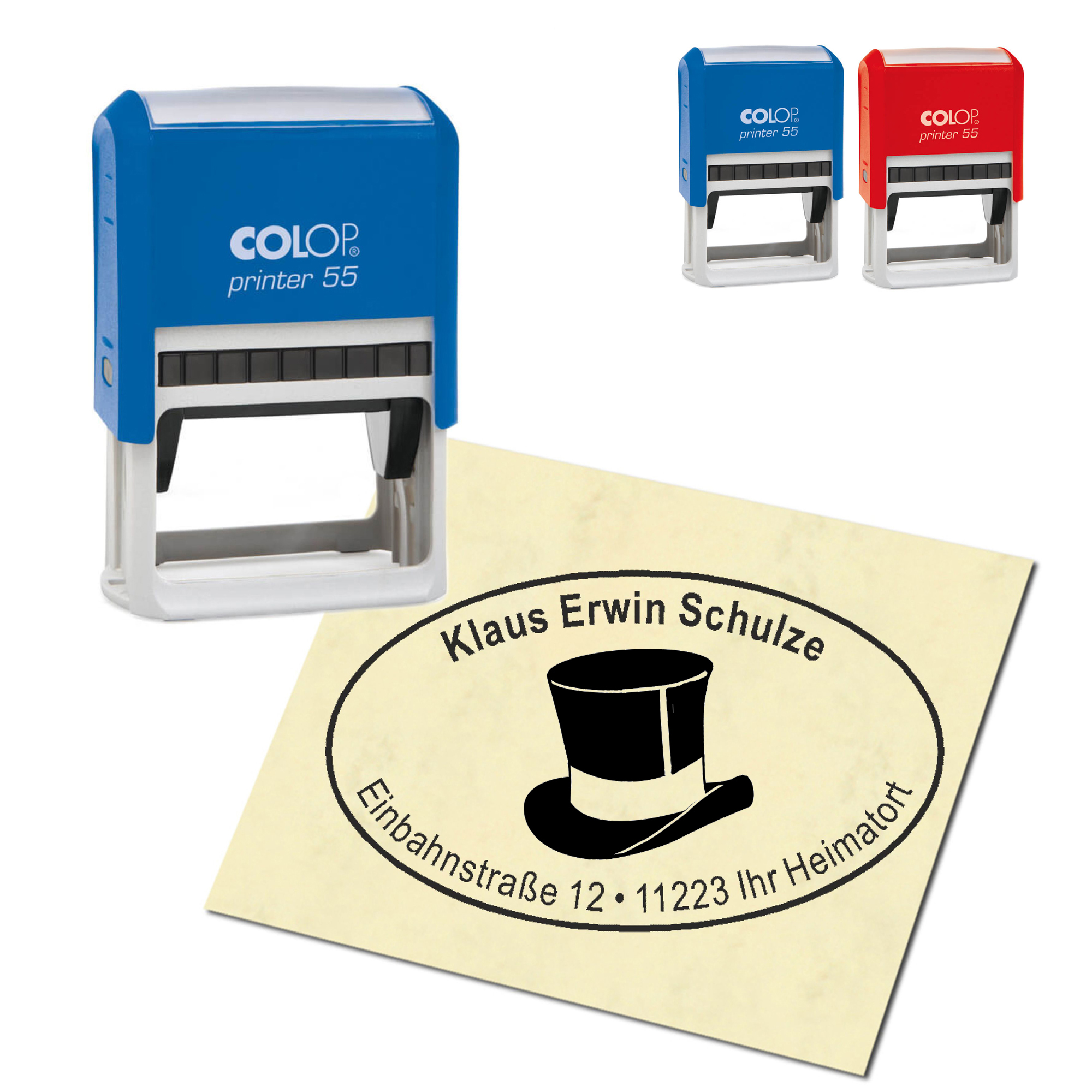 Adressstempel personalisiert Stempel - Zylinder - oval 59 x 39 mm
