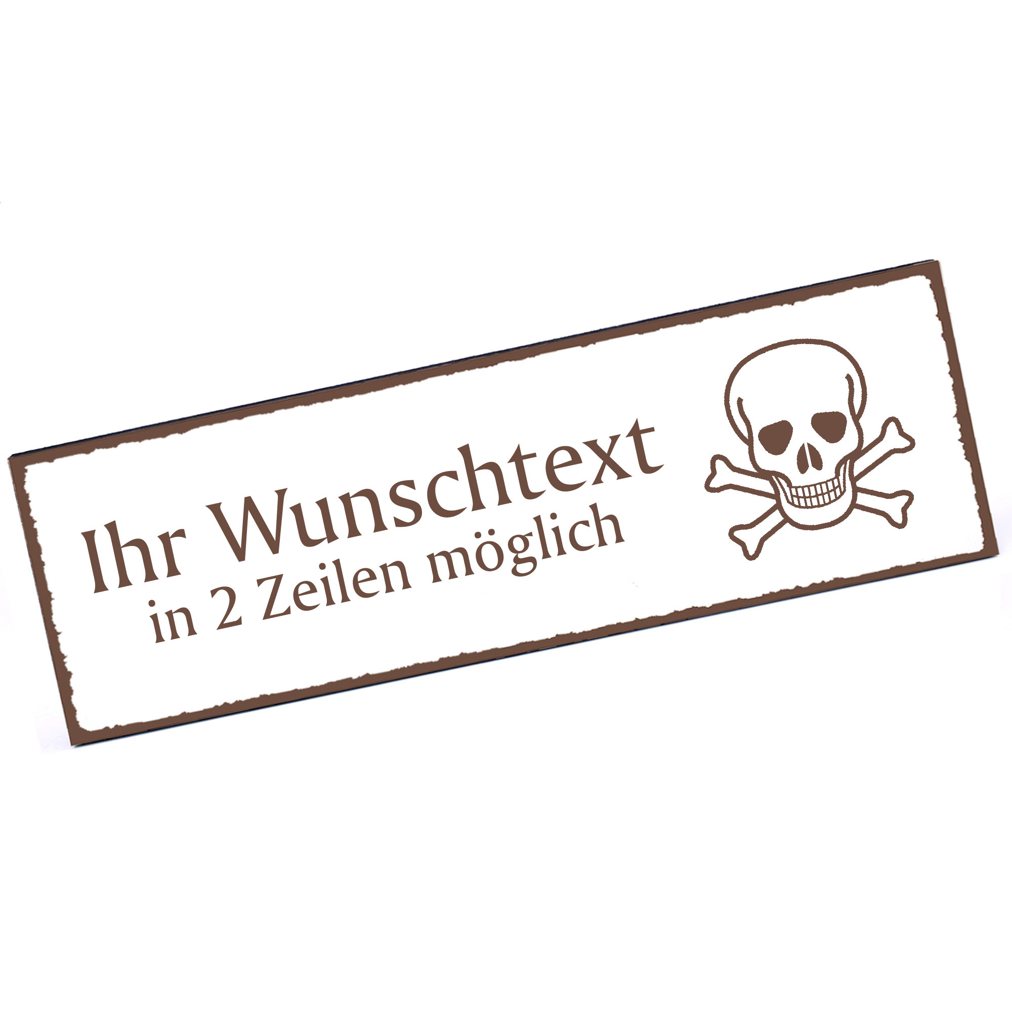 Türschild Skull and Crossbones  Namensschild personalisiert mit Gravur - 150mm x 50mm - selbstkleben