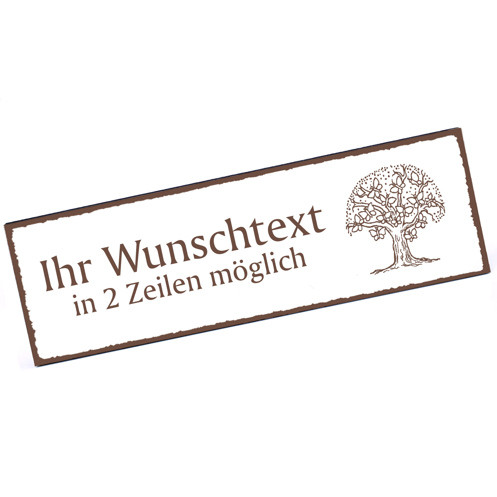 Türschild Baum aus Schmetterlingen  Namensschild personalisiert mit Gravur - 150mm x 50mm - selbstkl