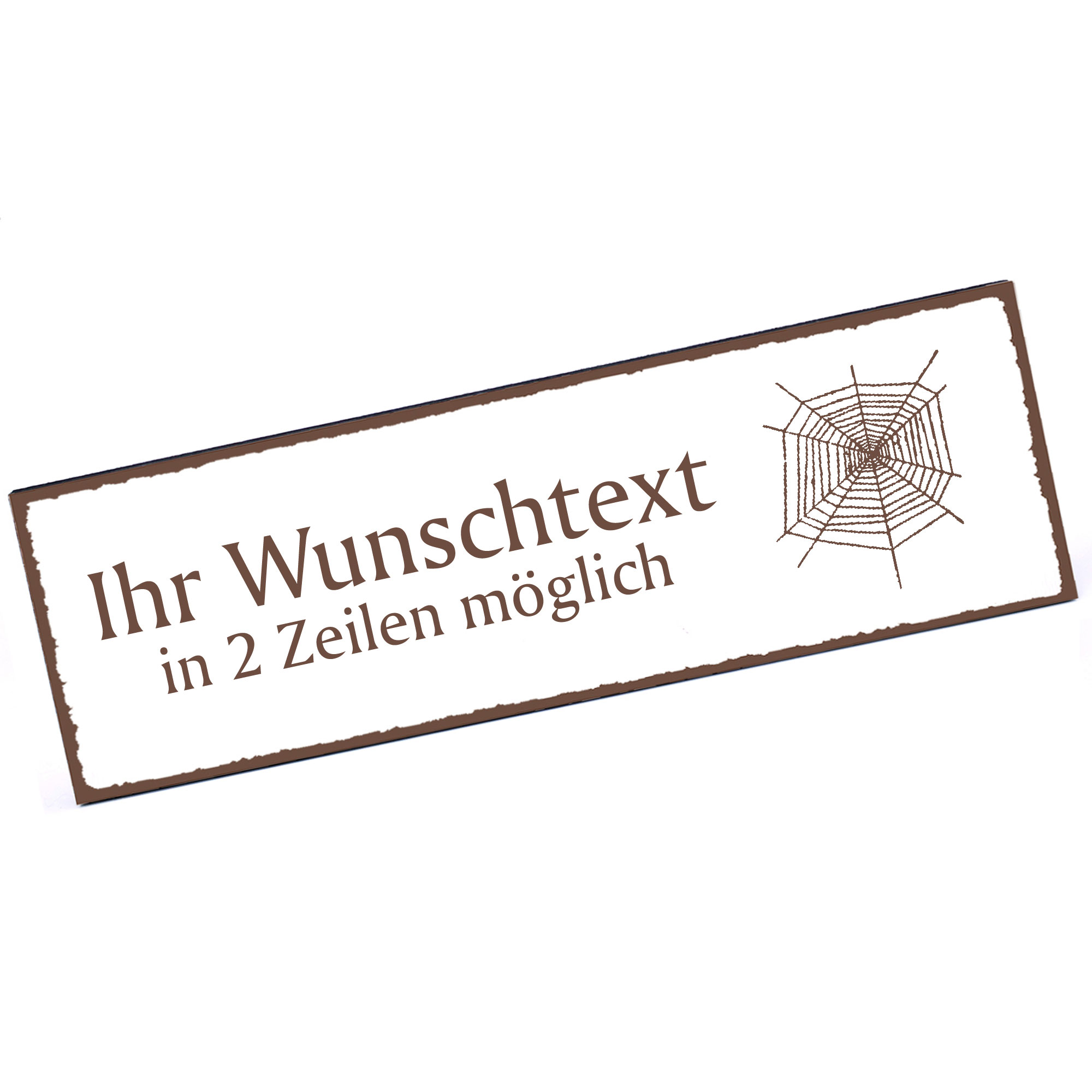Türschild Spinnennetz  Namensschild personalisiert mit Gravur - 150mm x 50mm - selbstklebend