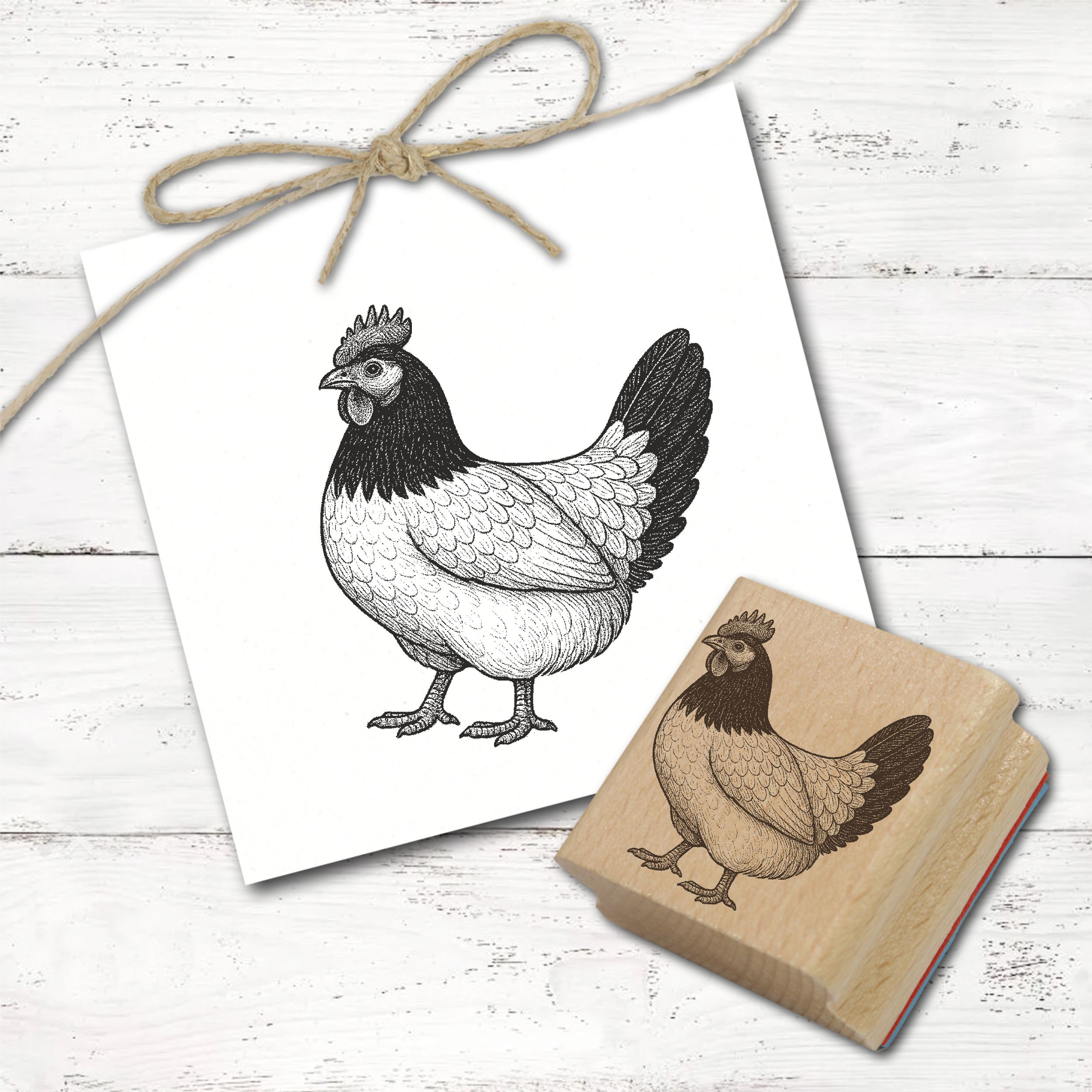 Huhn Motivstempel Deutsches Reichshuhn - 3 Größen wählbar - Hühner Stempel Holzstempel