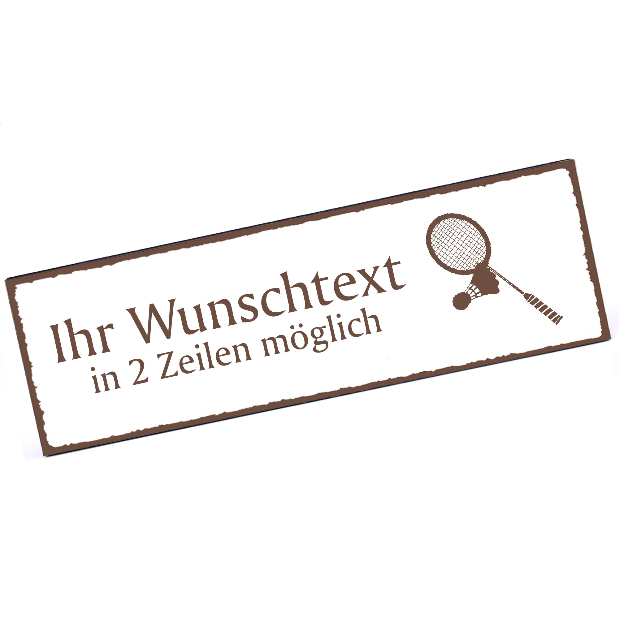 Türschild Badmintonschläger  Namensschild personalisiert mit Gravur - 150mm x 50mm - selbstklebend