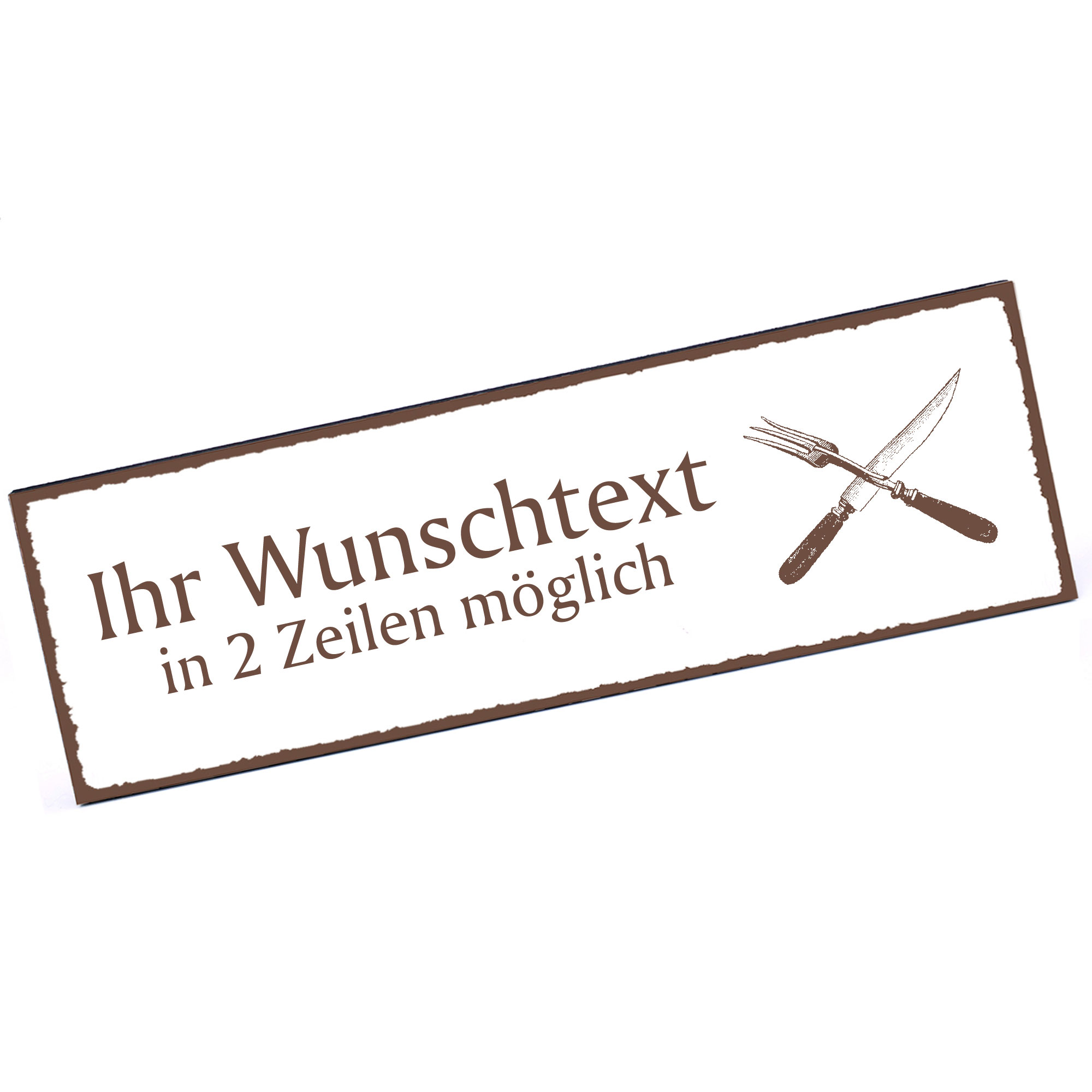 Türschild Messer & Gabel  Namensschild personalisiert mit Gravur - 150mm x 50mm - selbstklebend
