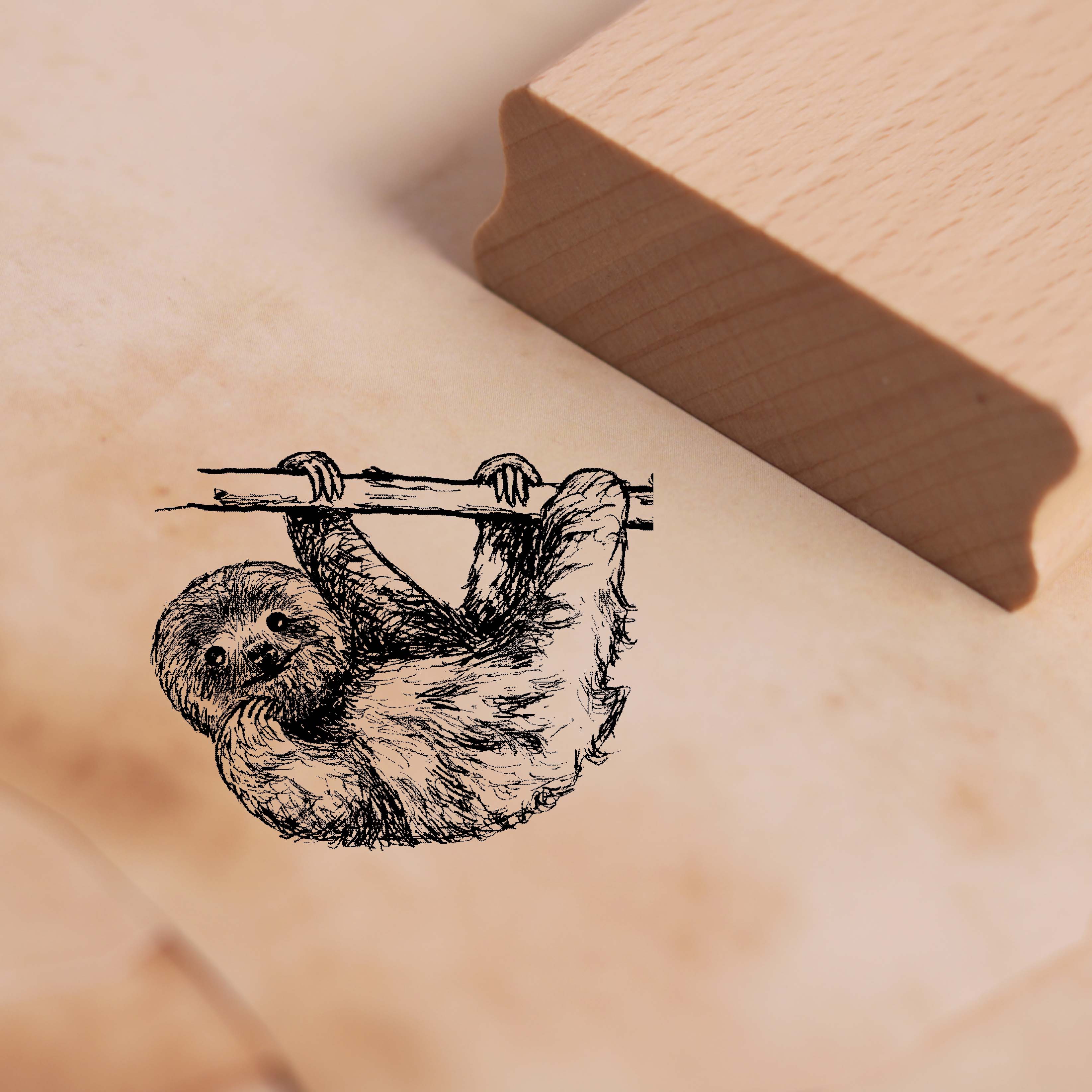 Motivstempel Faultier hängt am Baum - Stempel 48 x 38 mm