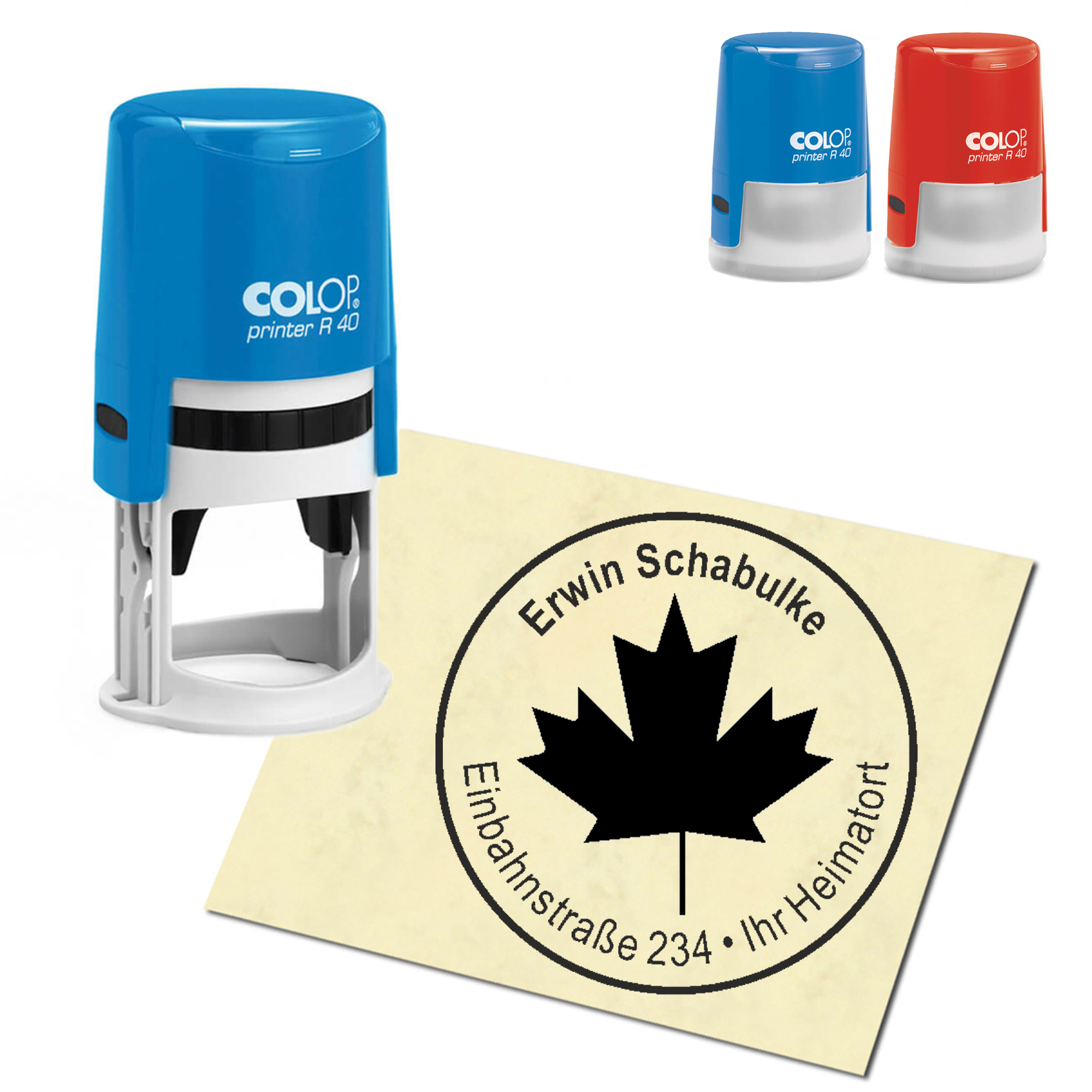 Stempel Adressstempel personalisiert - Fahne Canada - rund &empty; 40mm