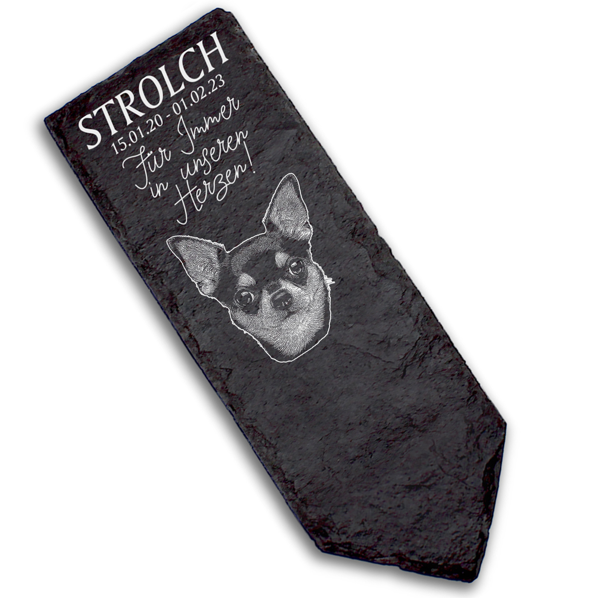 Grabstecker Grabschmuck Grabstein - Chihuahua Kurzhaar  - Personalisiert Grab Deko 8 x 22 cm Grabdek