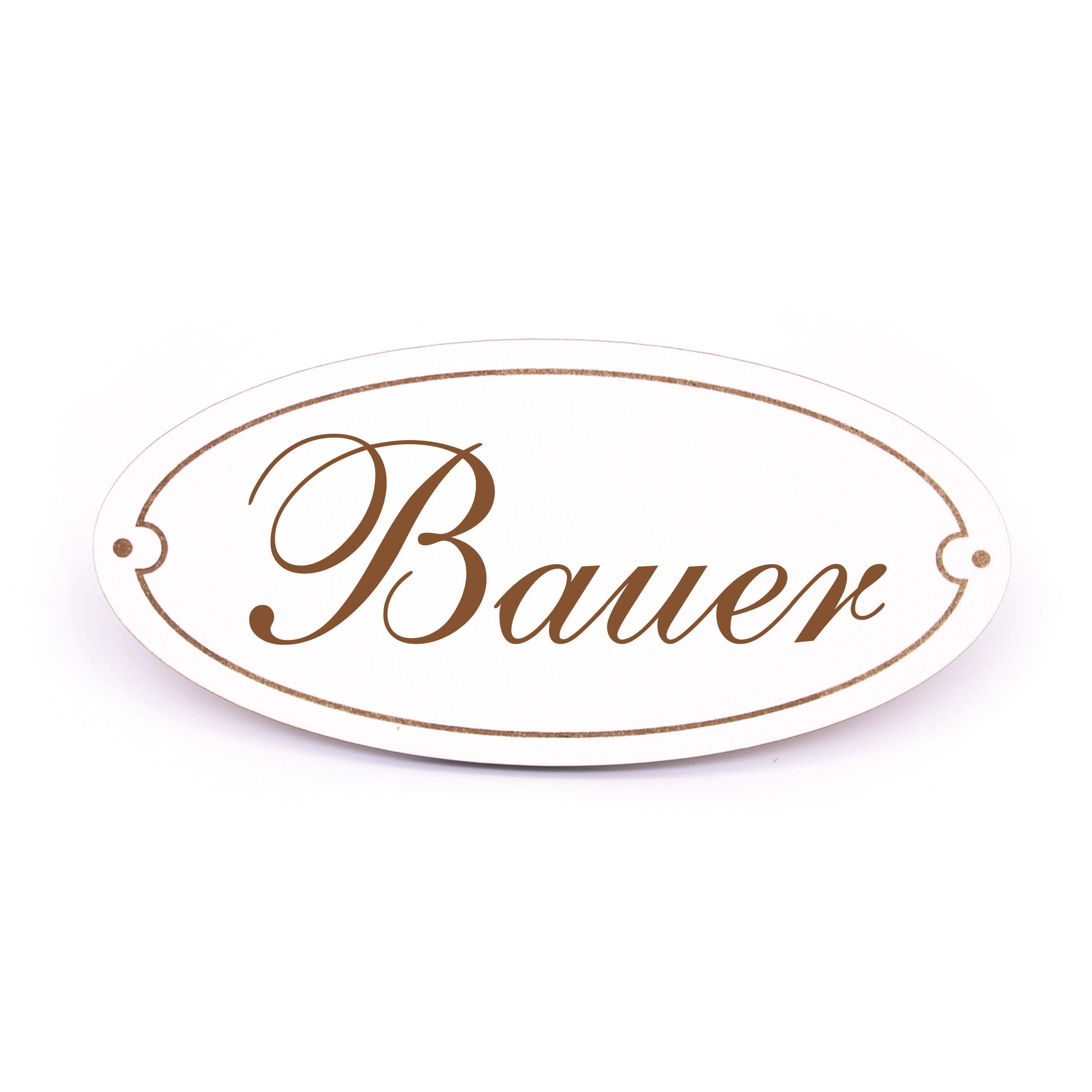 Ovales Türschild Bauer - selbstklebend - 15 x 7 cm