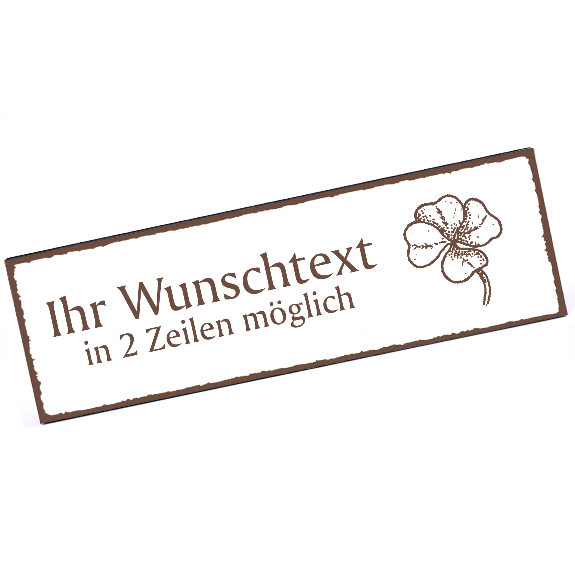 Türschild Vierblättriges  Kleeblatt  Namensschild personalisiert mit Gravur - 150mm x 50mm - selbstk