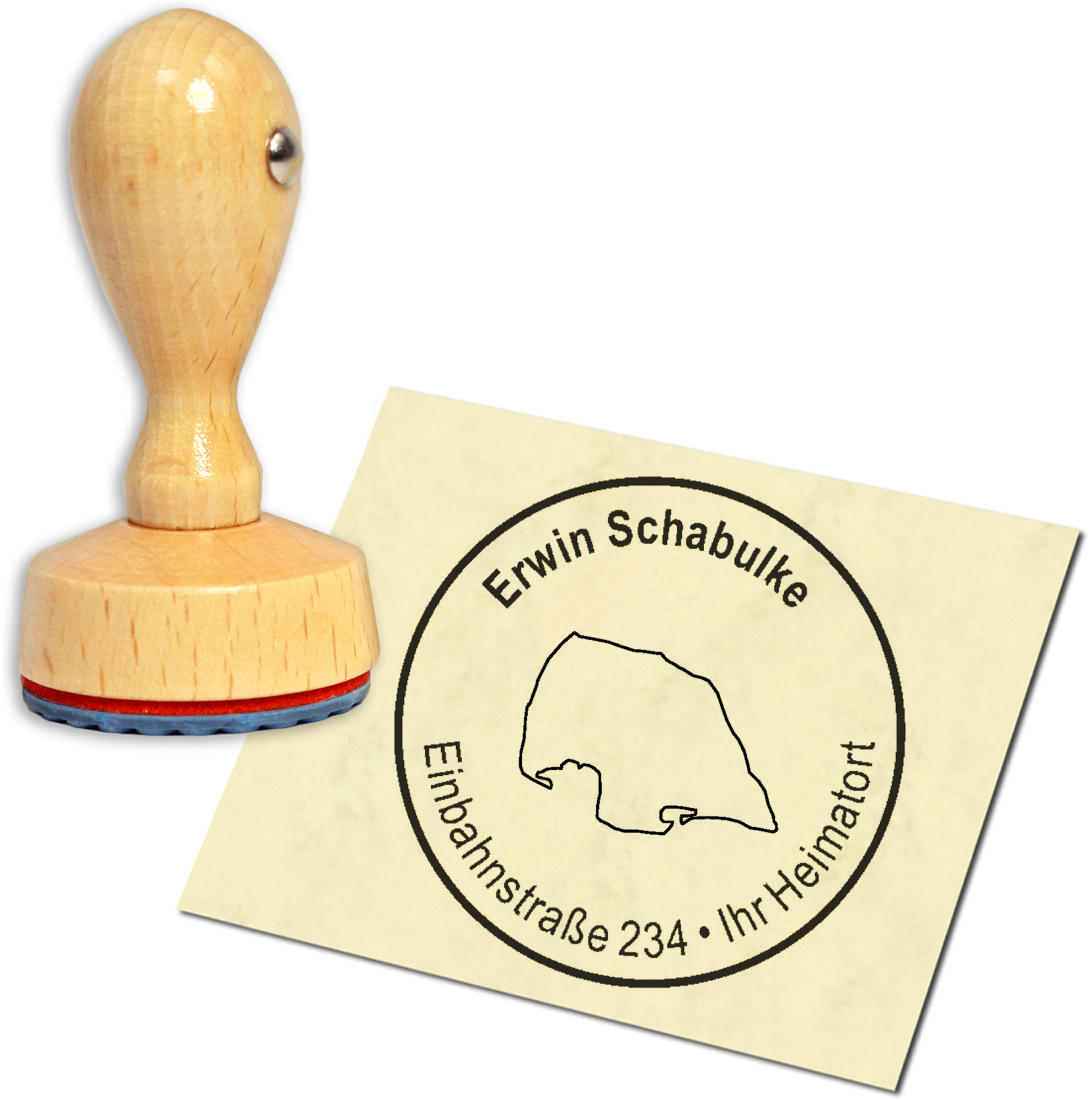 Stempel Adressstempel Holzstempel - Insel Fehmarn - rund 40mm