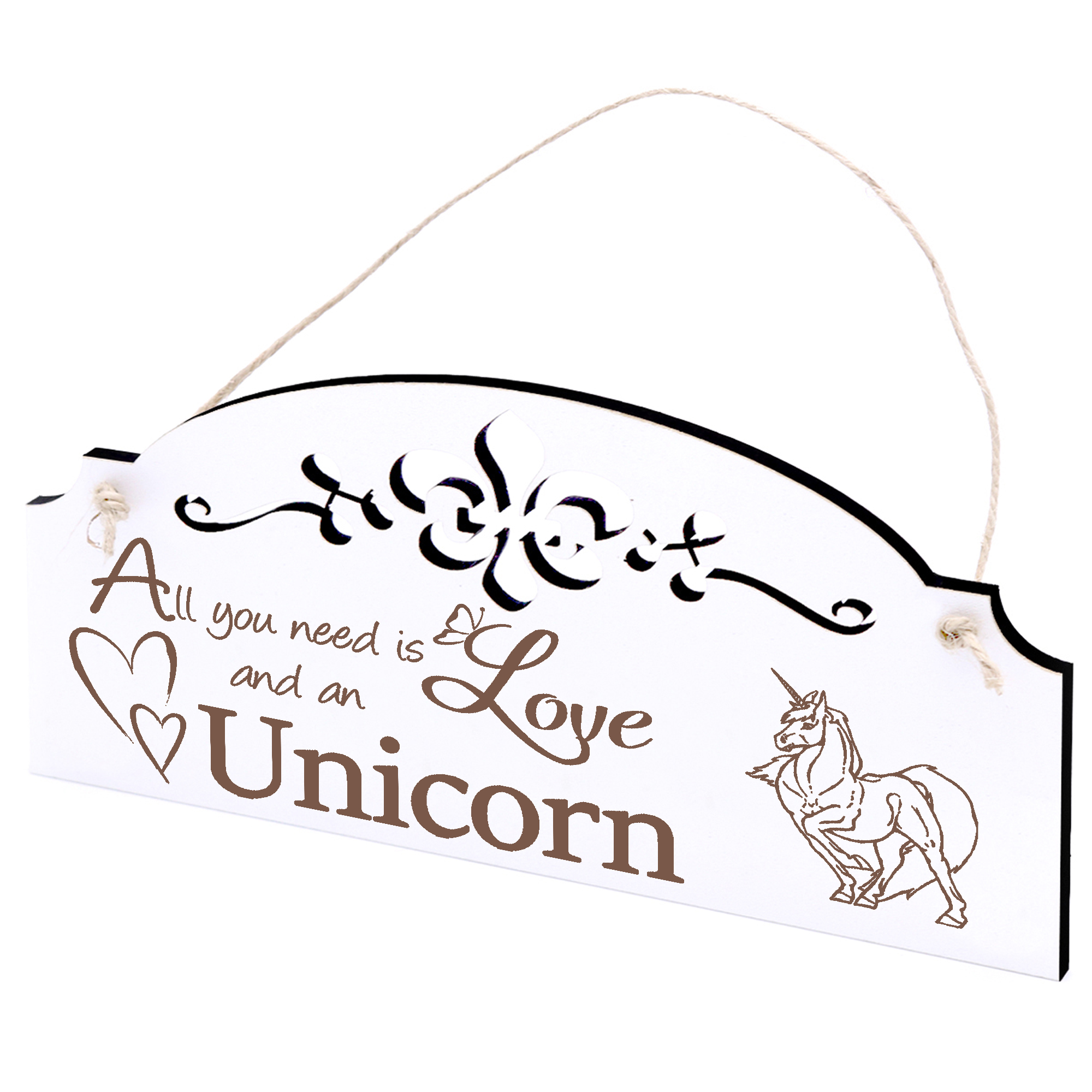 Schild Einhorn Deko 20x10cm - All you need is Love and an Unicorn - Holz