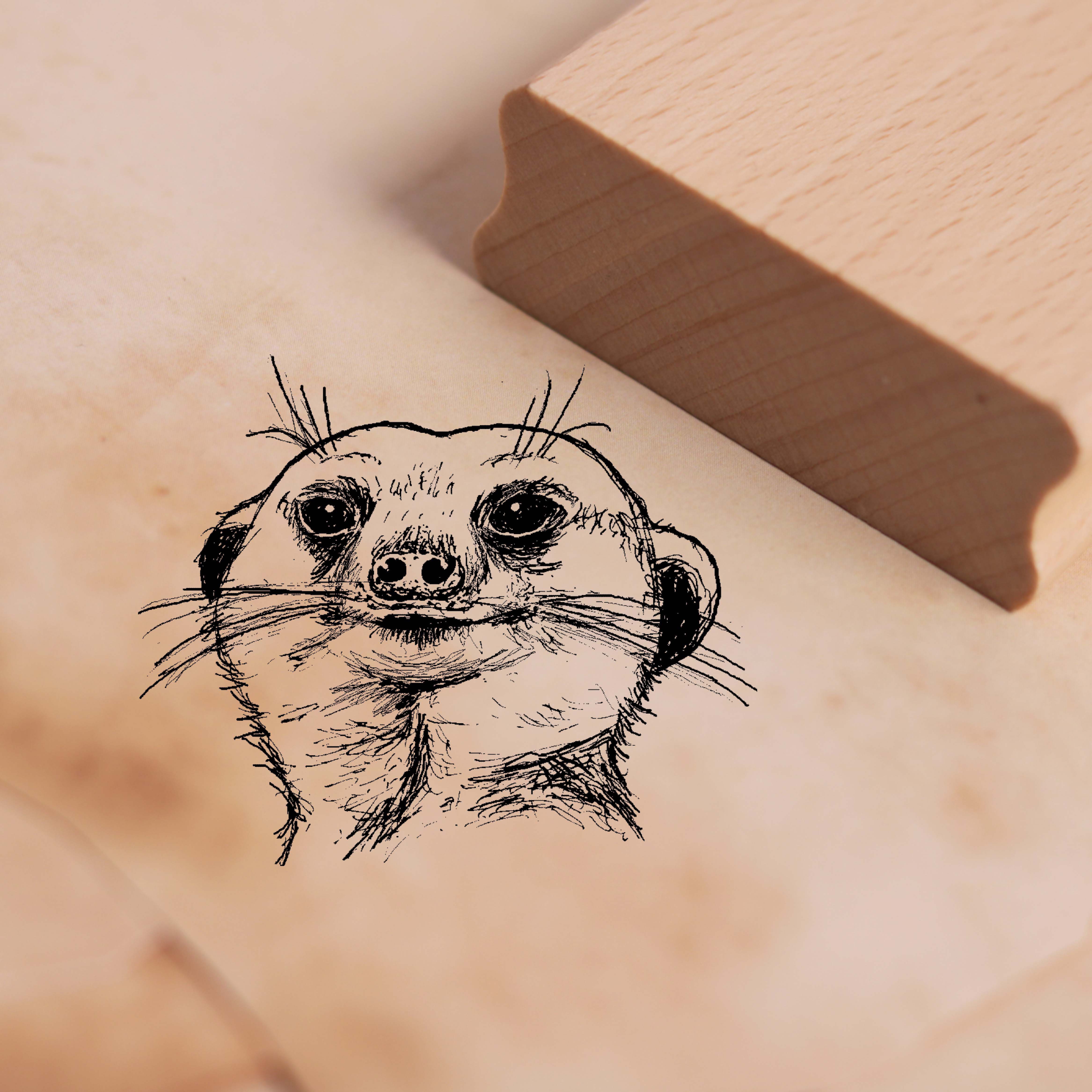 Motivstempel Erdmännchen Gesicht Stempel 46 x 38 mm