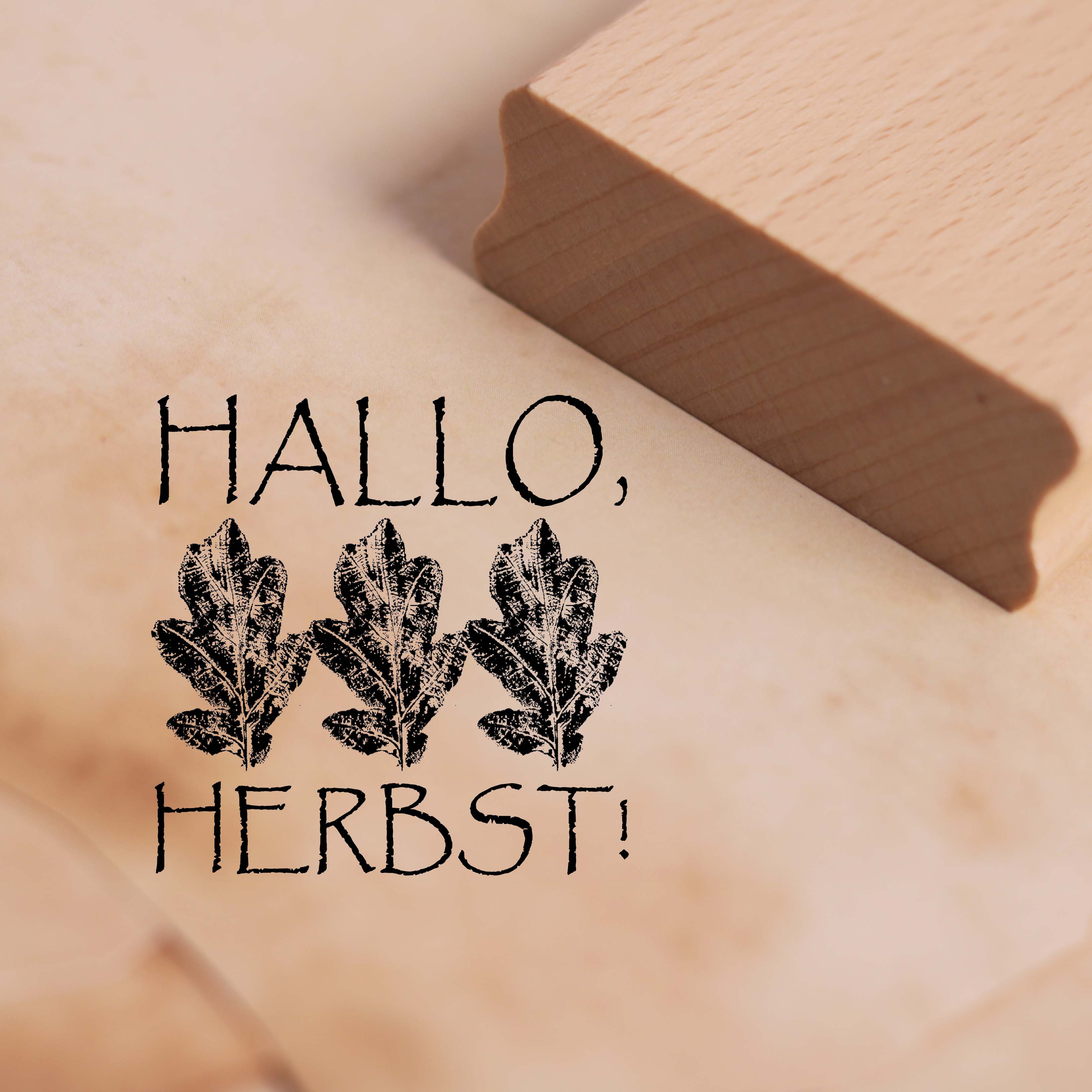 Motivstempel Hallo Herbst - Eichenblatt Stempel 38 x 38 mm