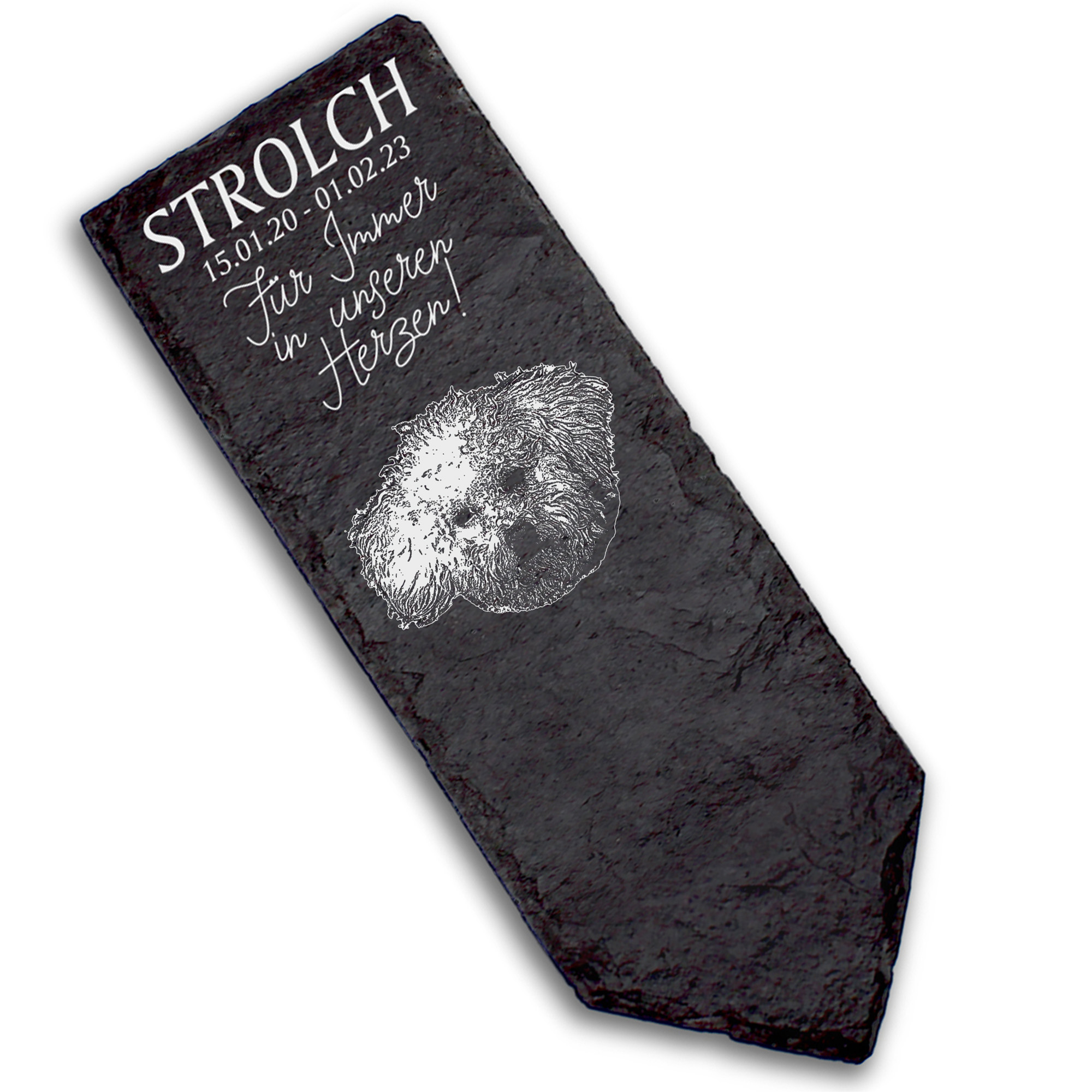 Grabstecker Grabschmuck Grabstein - Bologneser  - Personalisiert Grab Deko 8 x 22 cm Grabdekoration