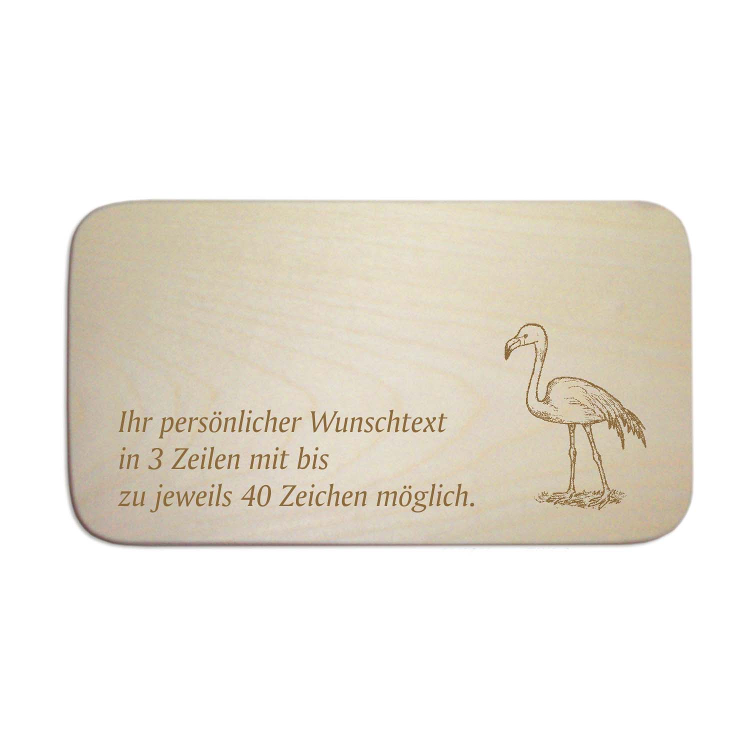 Frühstücksbrettchen « FLAMINGO » für Kinder - mit Wunschgravur