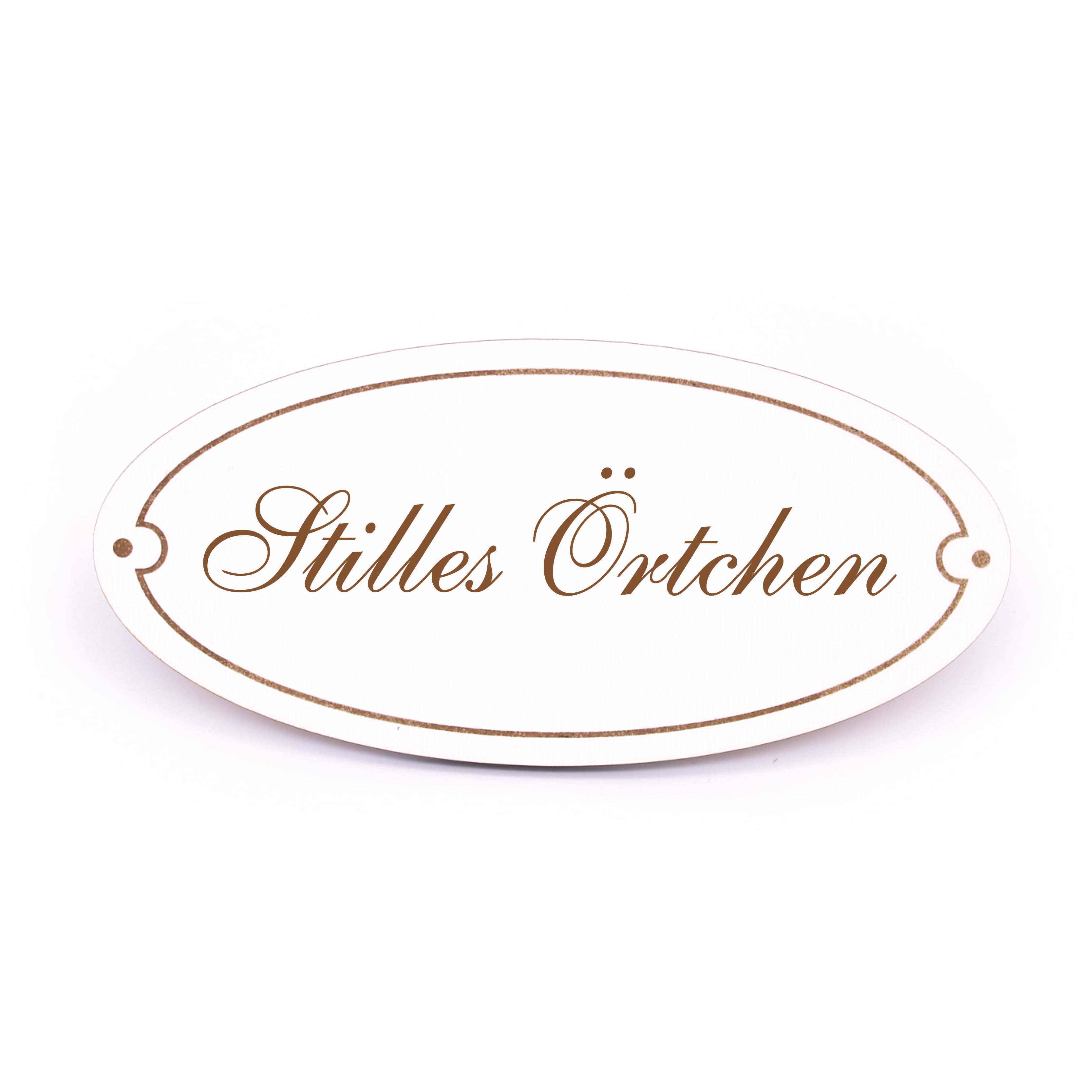 Ovales Türschild Stilles Örtchen - selbstklebend - 15 x 7 cm