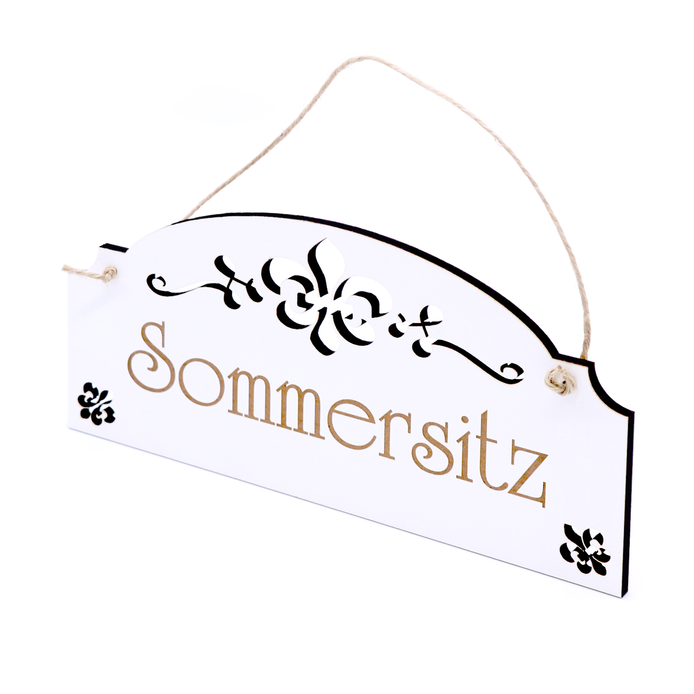 Schild Sommersitz - Vintage Türschild mit Ornamenten