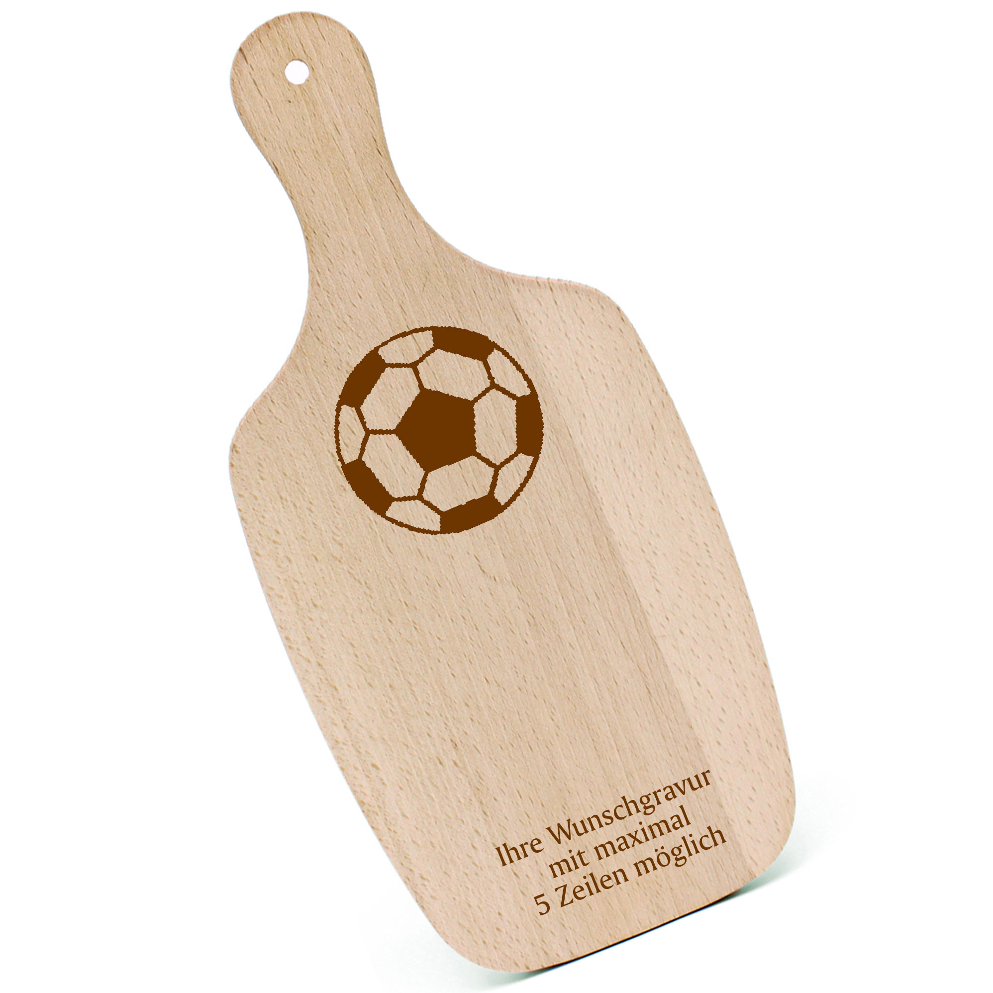 Schneidebrett Frühstücksbrettchen - Fußball - mit Griff 330x150mm
