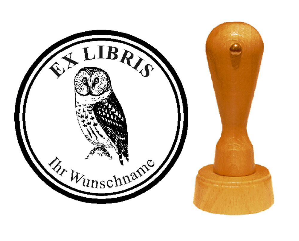 Ex Libris « Schleiereule » mit persönlichem Namen