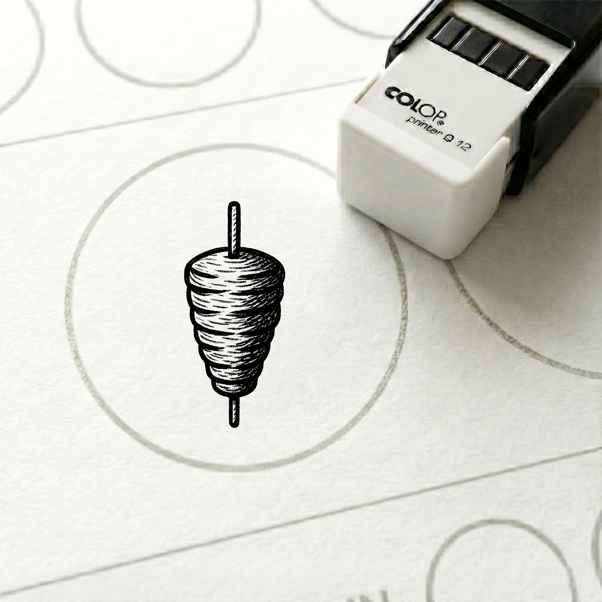Bonusstempel Döner Kebab Dönerspieß 10x10 mm – Bonuskartenstempel für Dönerladen Imbiss Grillhaus Kebabhaus
