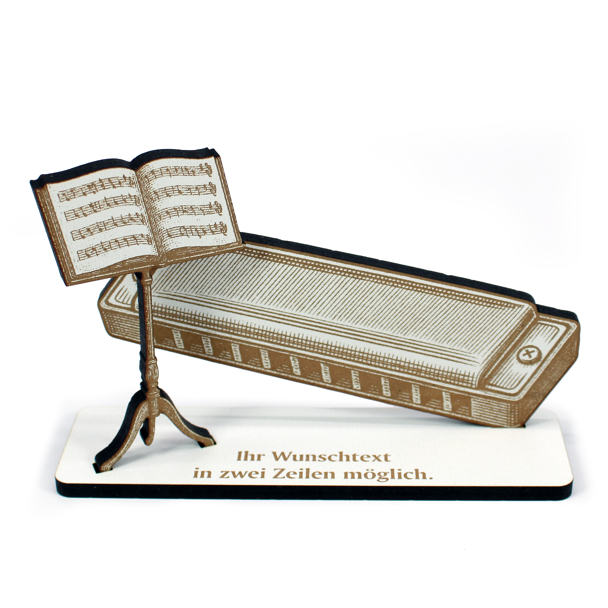 Dekoaufsteller Mundharmonika – Geschenk für Musiker mit Wunschtext - Mundharmonikaspieler & Mundharmonikaspielerin  –  Geldgeschenk