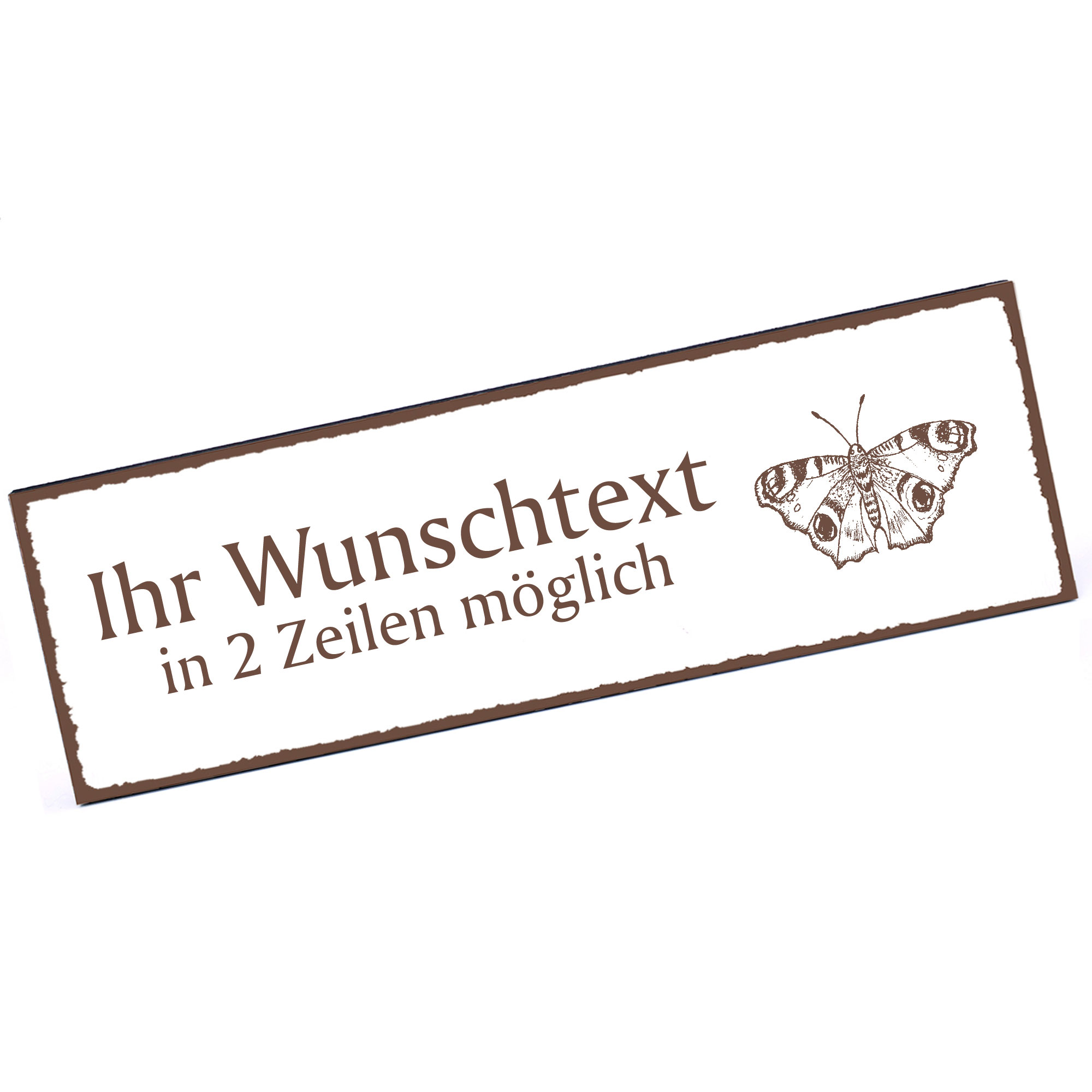 Türschild Schmetterling Pfauennauge  Namensschild personalisiert mit Gravur - 150mm x 50mm - selbstk