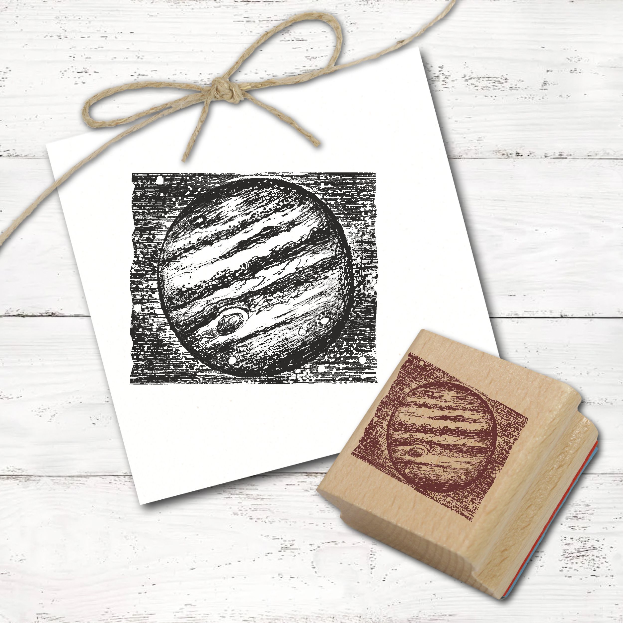 Motivstempel Jupiter - Stempel Planet Holzstempel 68 mm x 58 mm