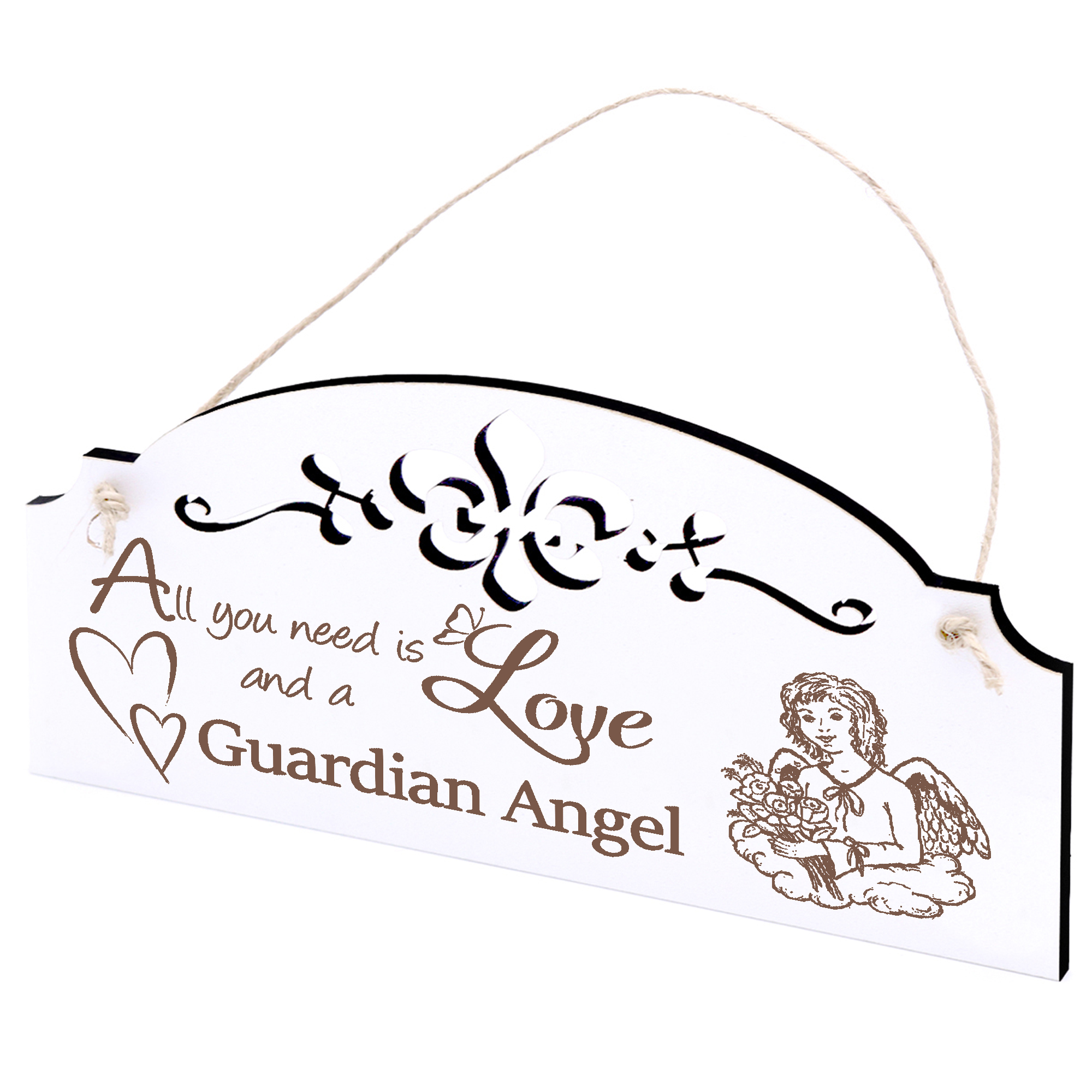Schild Engel Schutzengel Deko 20x10cm - All you need is Love and a Guardian Angel - Holz