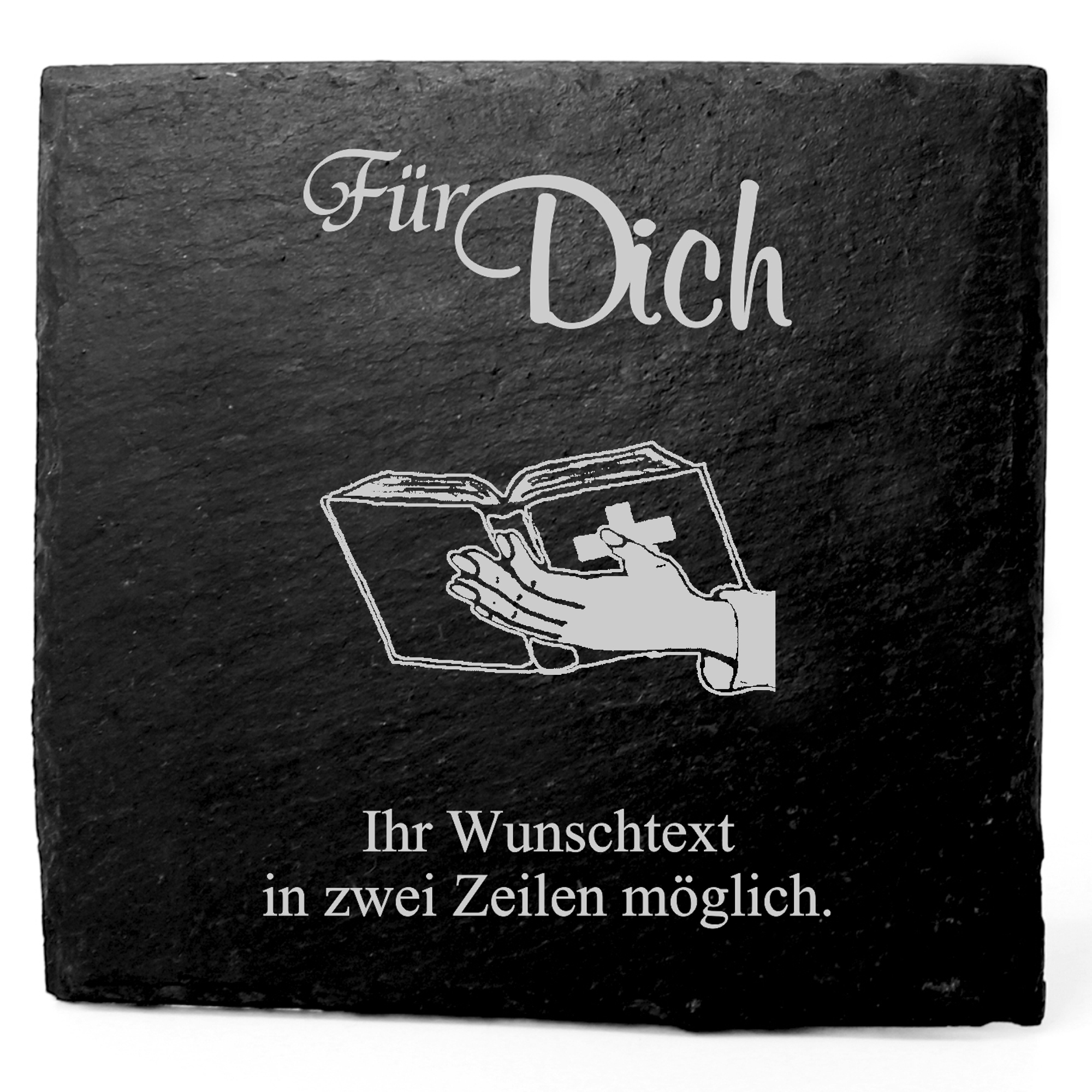 Deko Schiefer Untersetzer personalisiert Bibel - Für Dich - 11x11cm
